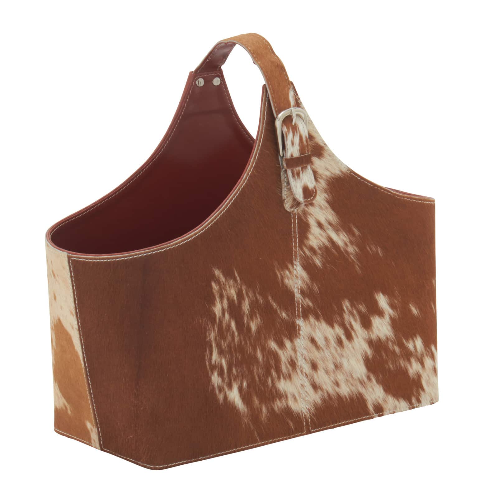 17&#x22; Brown Leather Modern Magazine Rack Holder