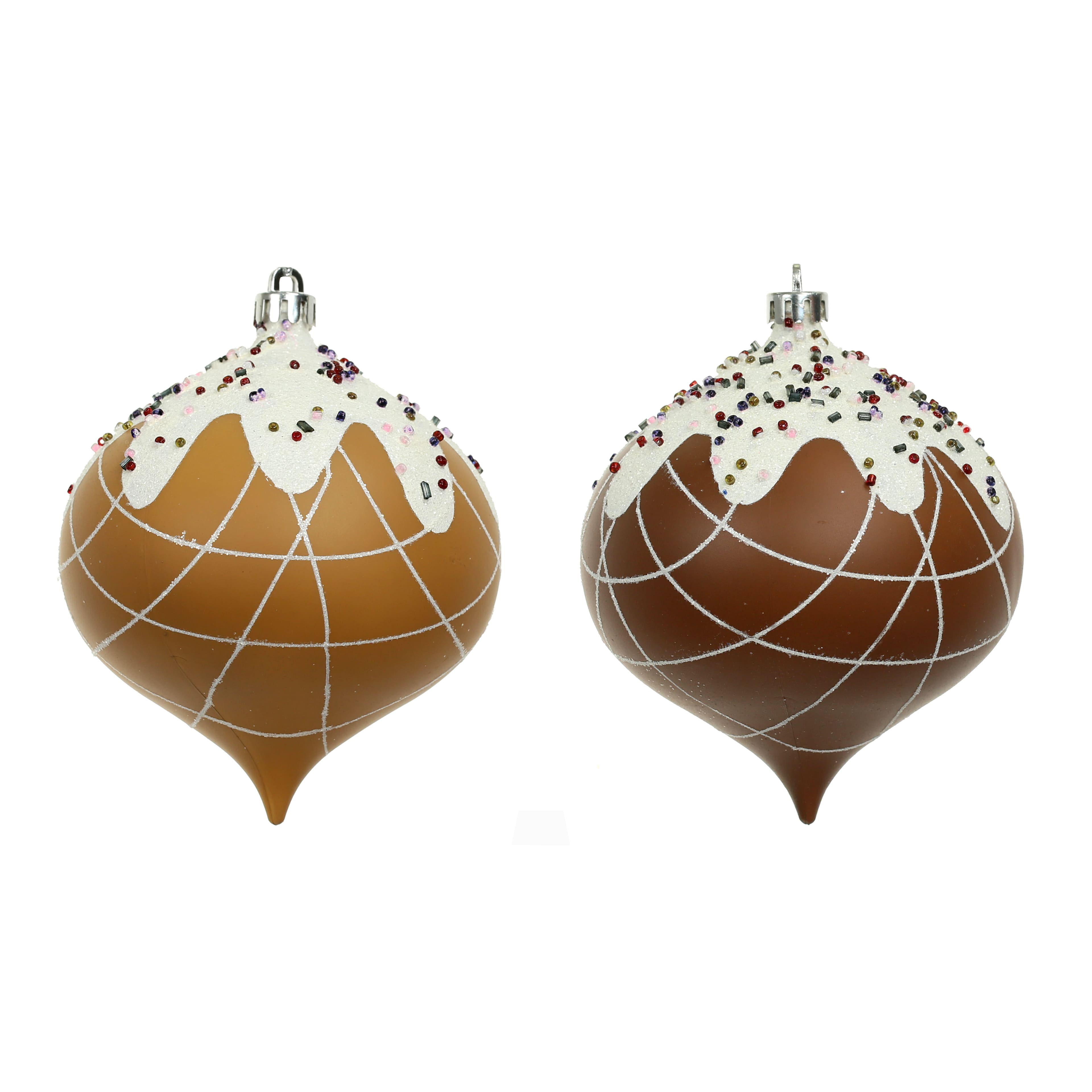 4 Pack 4.7&#x22; Gingerbread Sprinkle Shatterproof Onion Ornaments by Ashland&#xAE;