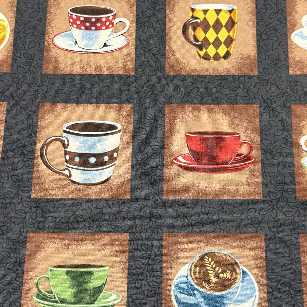 Feldman Brown Coffee Mugs Cotton Fabric