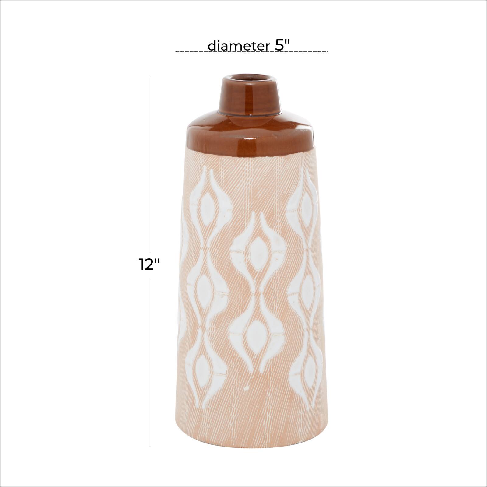 Tan Porcelain Traditional Vase 12&#x22; x 5&#x22; x 5&#x22;
