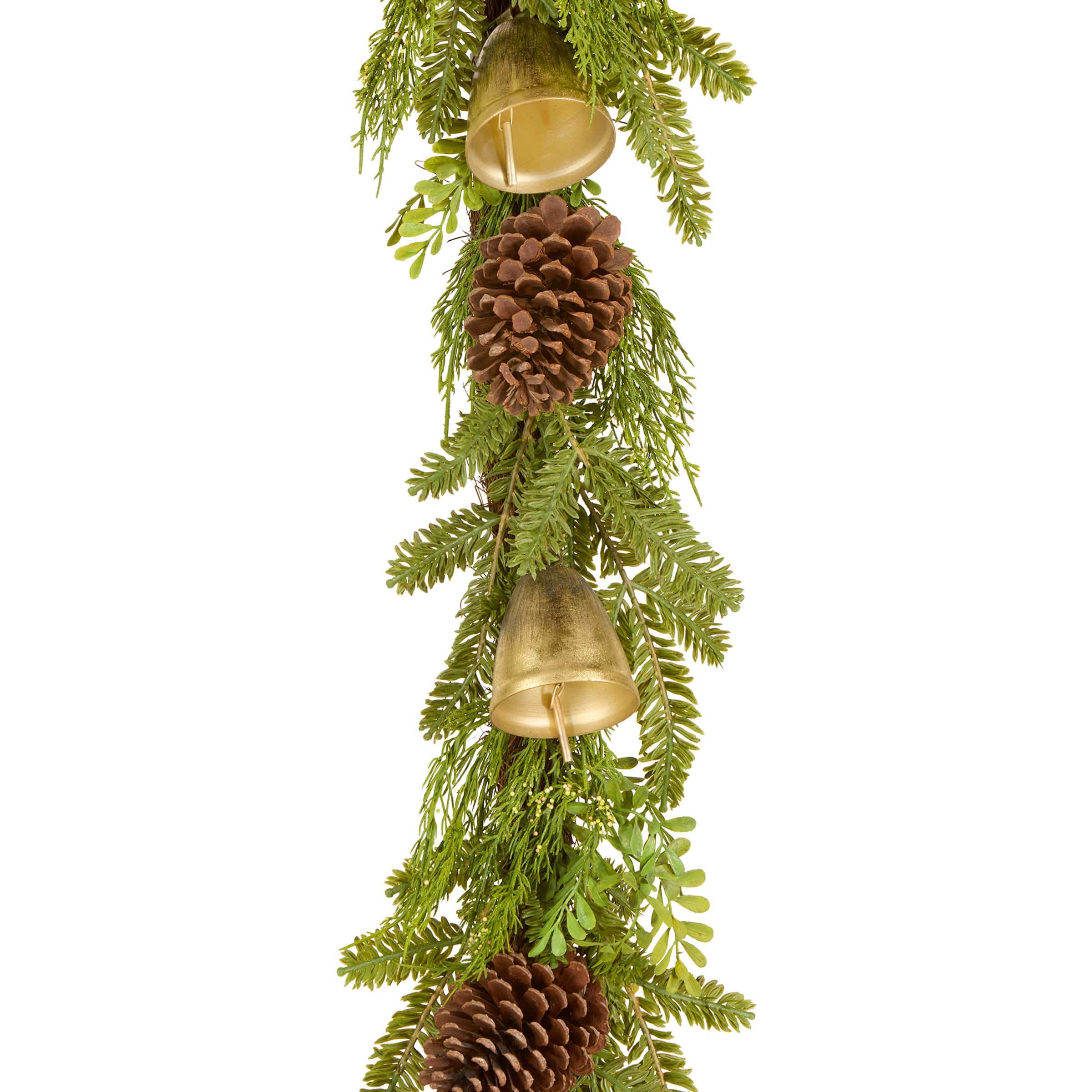 6ft. Gold Christmas Bells, Pine Leaf &#x26; Pinecone Garland