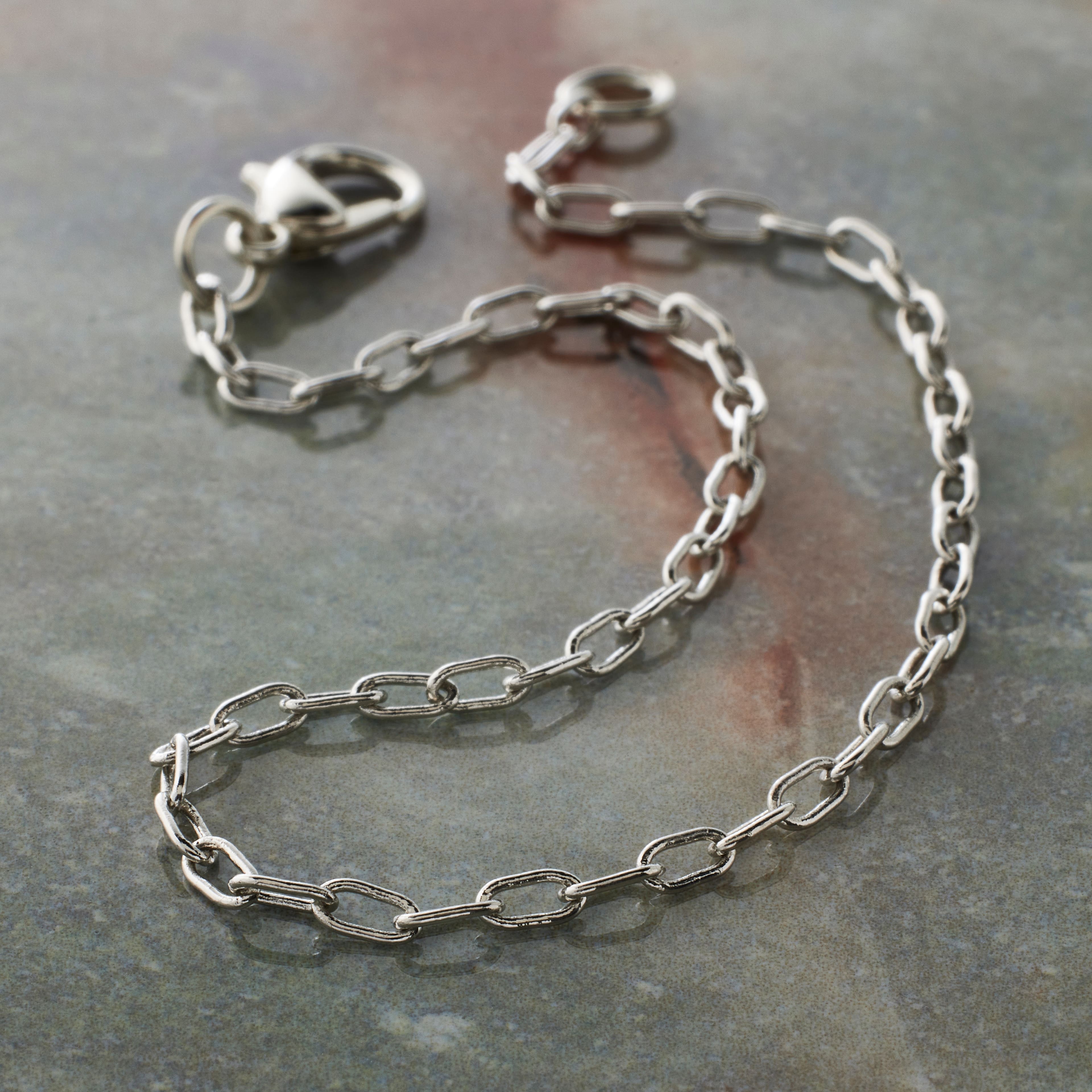 7.5&#x22; Rhodium Paperclip Charm Bracelet by Bead Landing&#x2122;