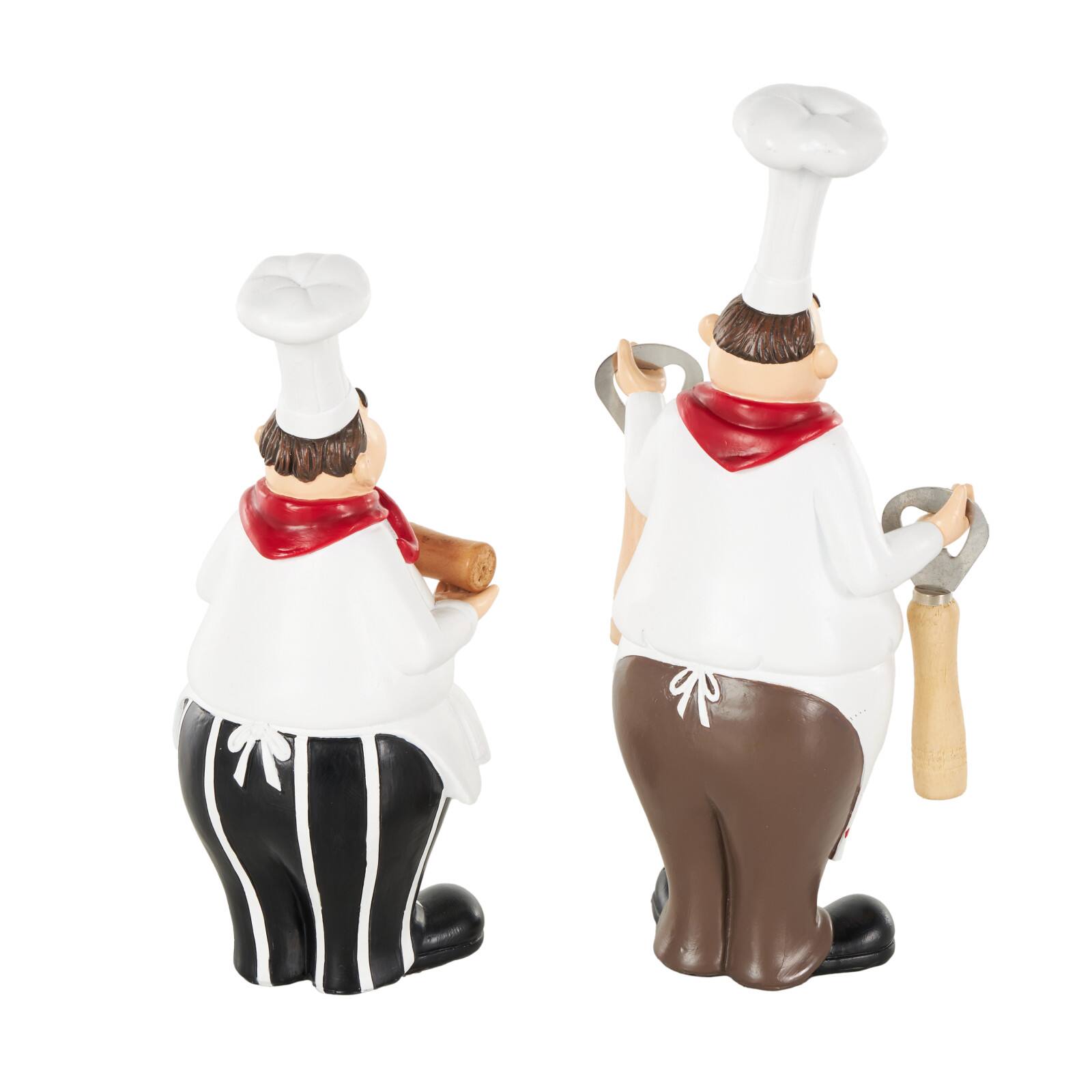 White Chef Kitchen Bottle Opener Holder Sculpture Set with Beer & Wine Bottle Accessories
