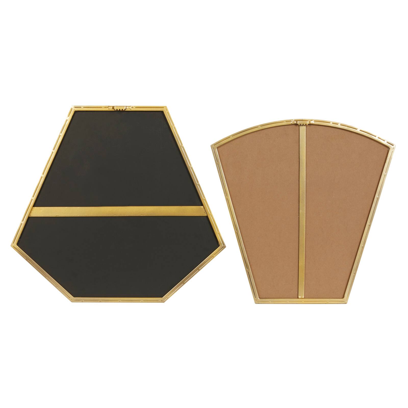 CosmoLiving by Cosmopolitan Set of 2 Gold Metal Contemporary Wall Mirror, 18", 19"