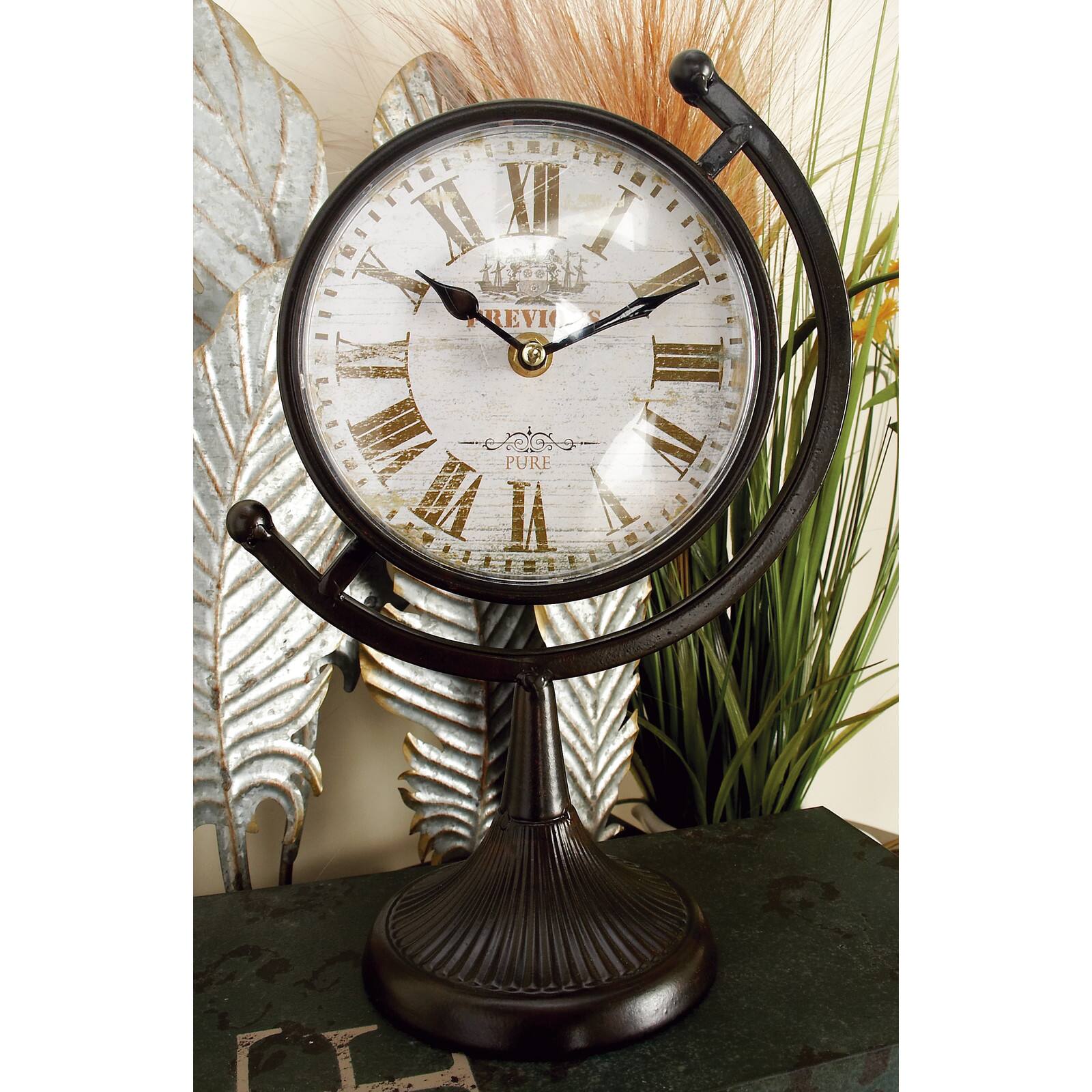 12&#x22; Black Metal Vintage Standing Clock Set