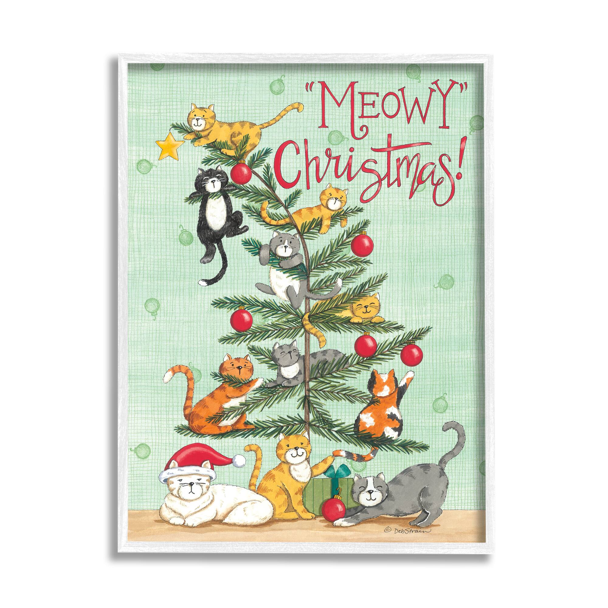 Stupell Industries Meowy Christmas Cats Framed Gicl&#xE9;e Art