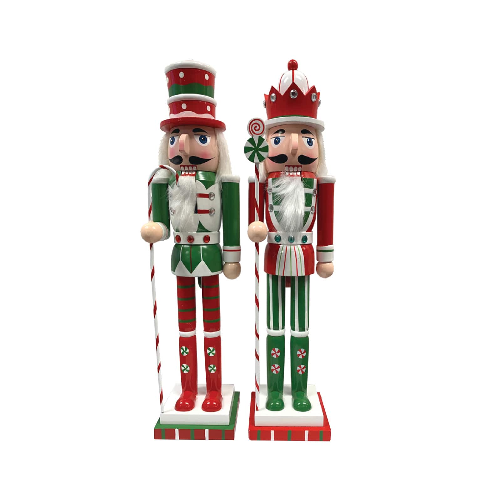 Santa's Workshop 14" Red & Green Peppermint Nutcracker Set