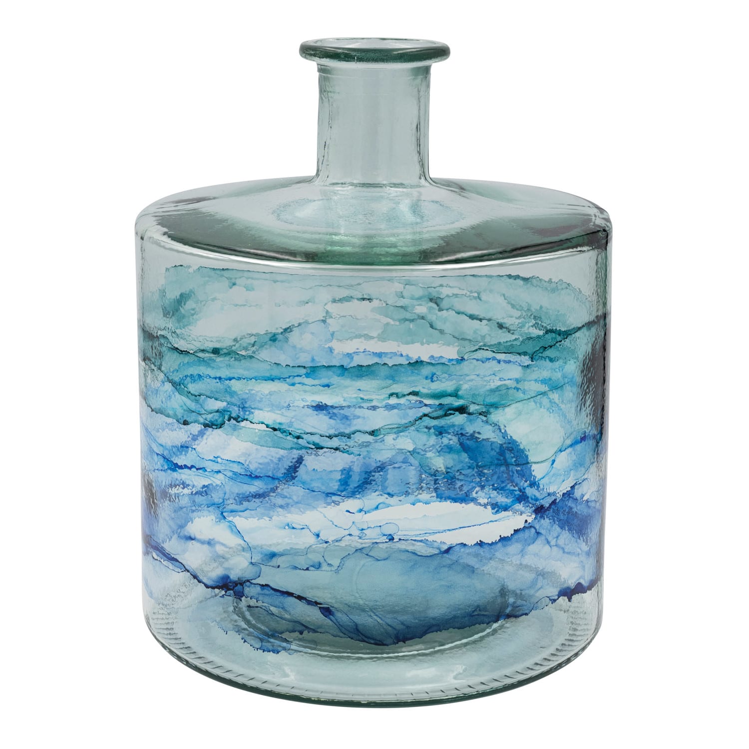 Hello Honey® 10.25" Blue Ombre Hand Painted Reclaimed Glass Vase