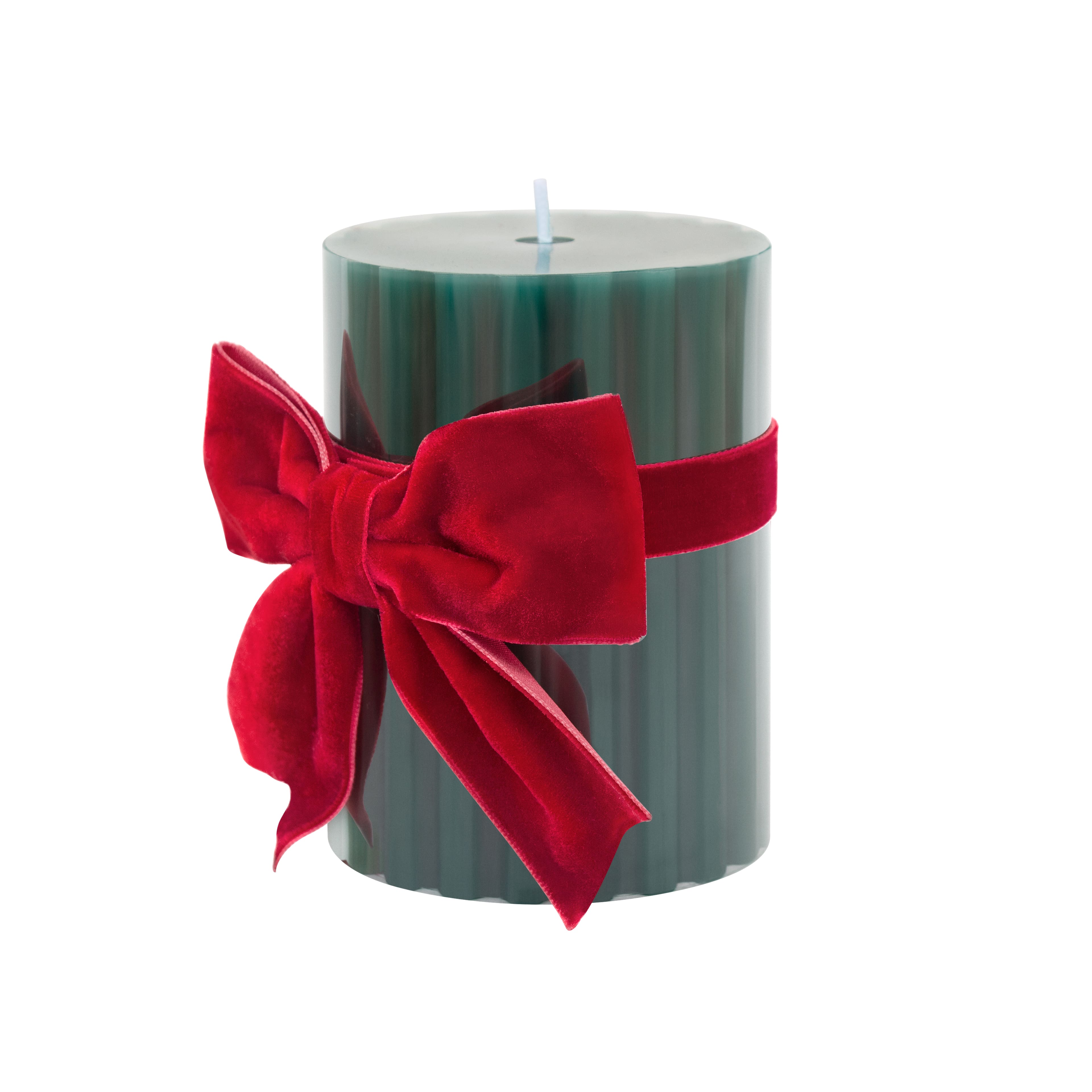 Green with Red Bow Balsam Forest Scented Pillar Candle by Ashland&#xAE;