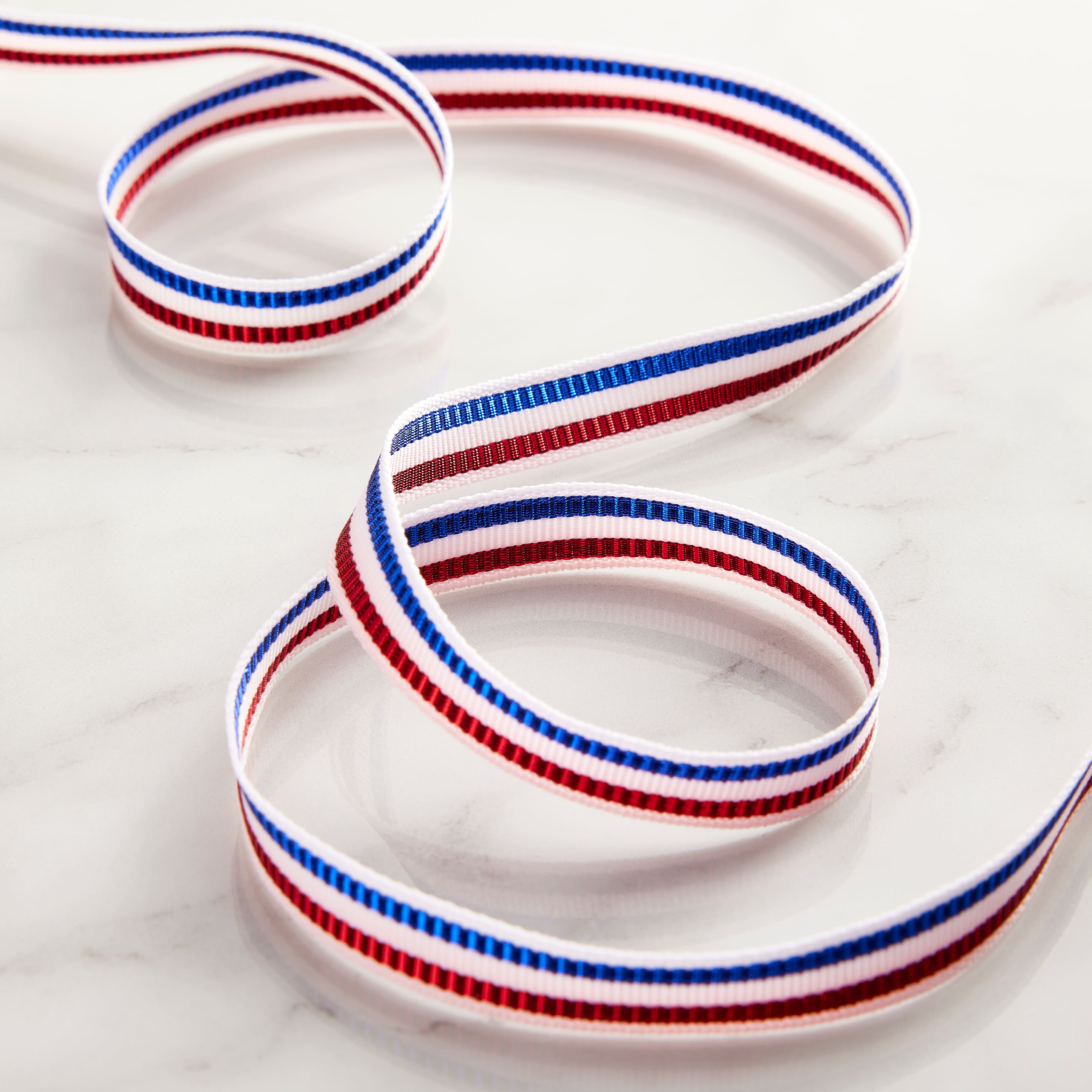 3/8&#x22; x 7yd. Metallic Stripes Ribbon by Celebrate It&#xAE;