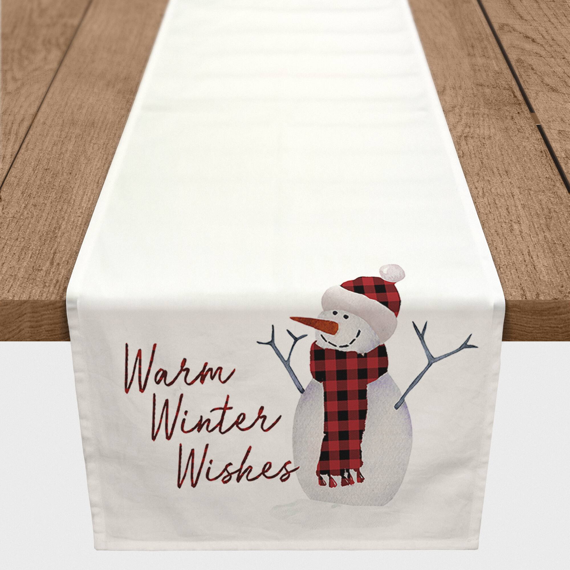 Watercolor Snowman 16x90 Poly Twill Table Runner
