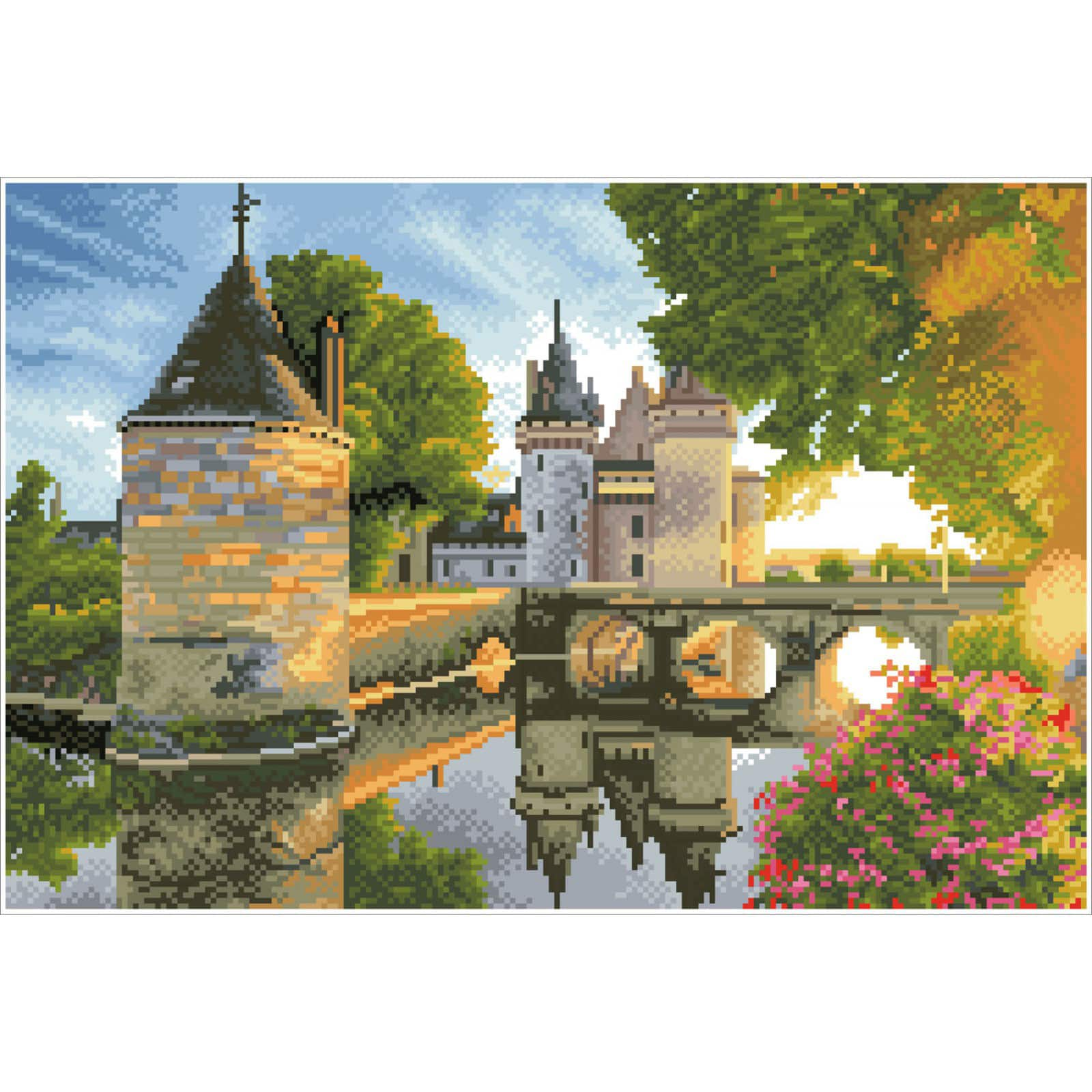 Diamond Dotz&#xAE; Advanced River Castle Pre-Framed Diamond Painting Kit