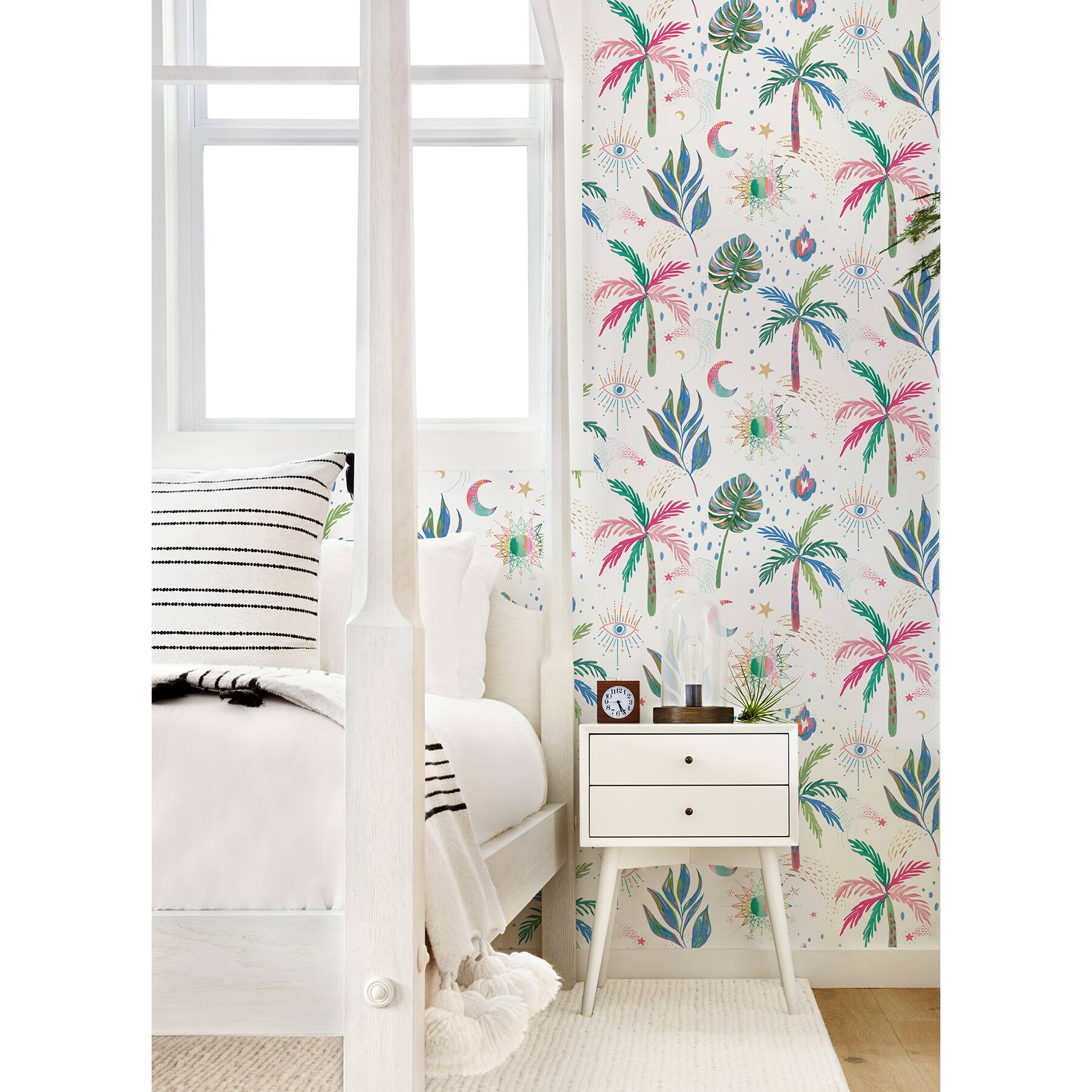 RoomMates White Multi Nuit Tropicale Peel & Stick Wallpaper