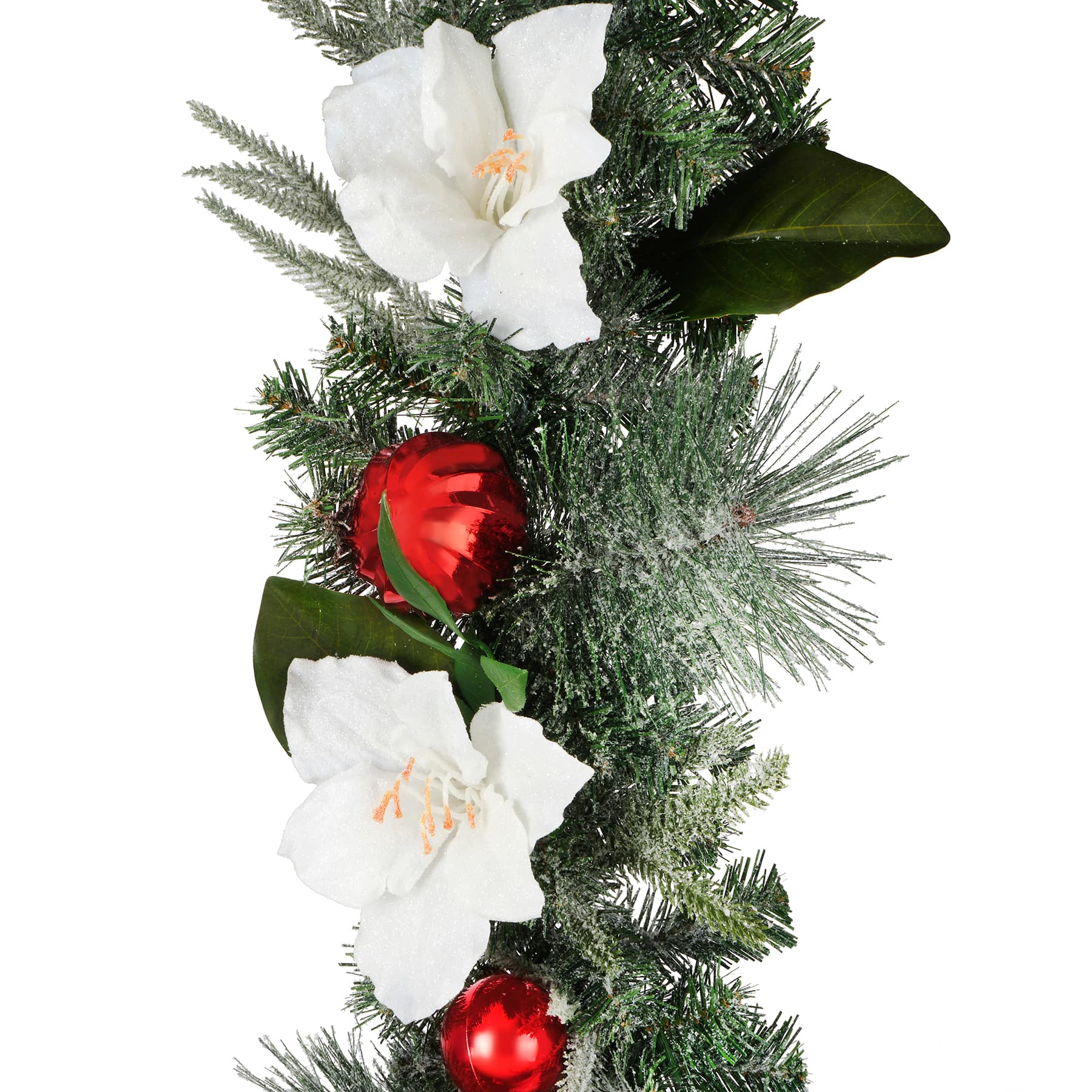 6ft. White Amaryllis & Red Ornament Garland by Ashland®