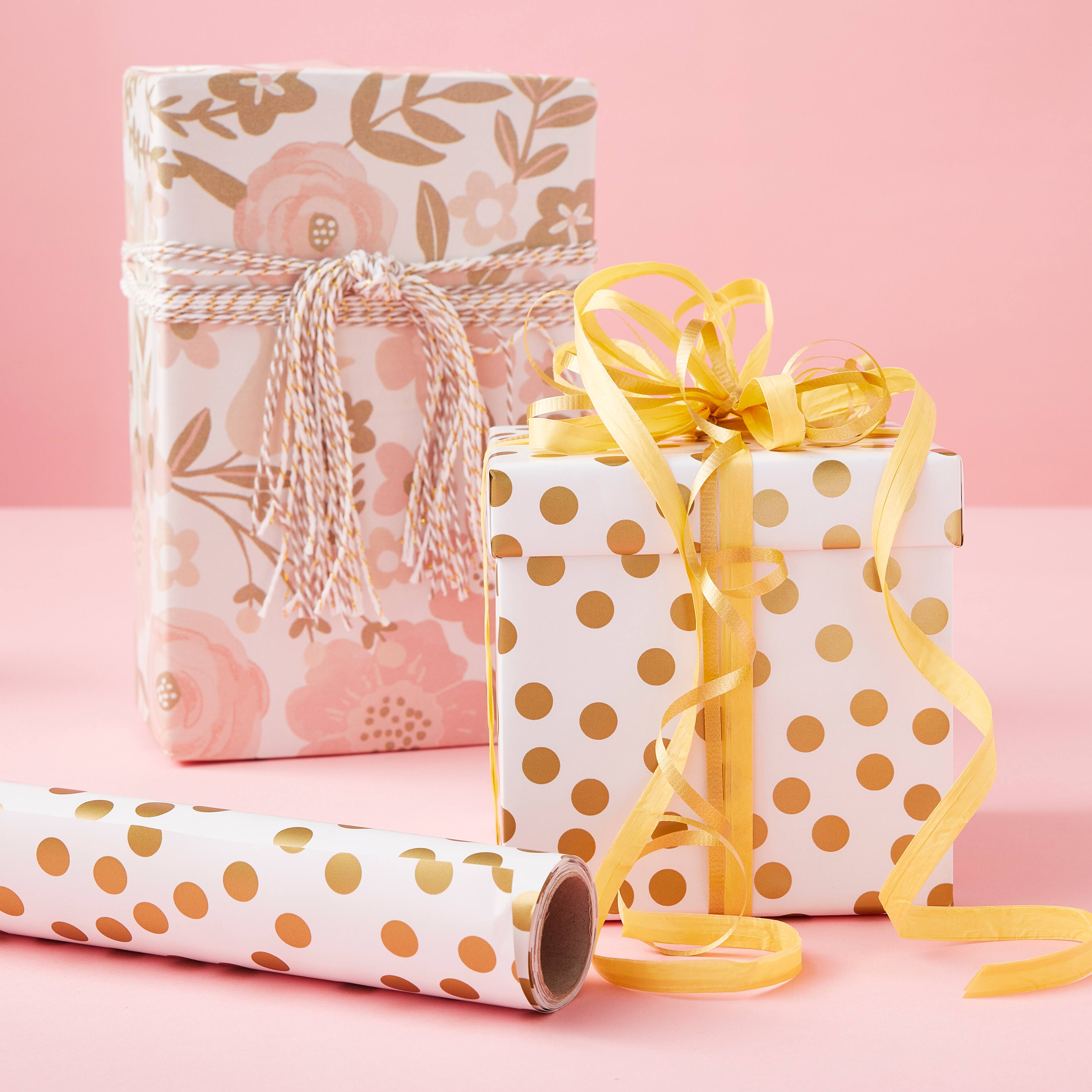 12 Pack: Gold Dots Gift Wrap by Celebrate It&#x2122;