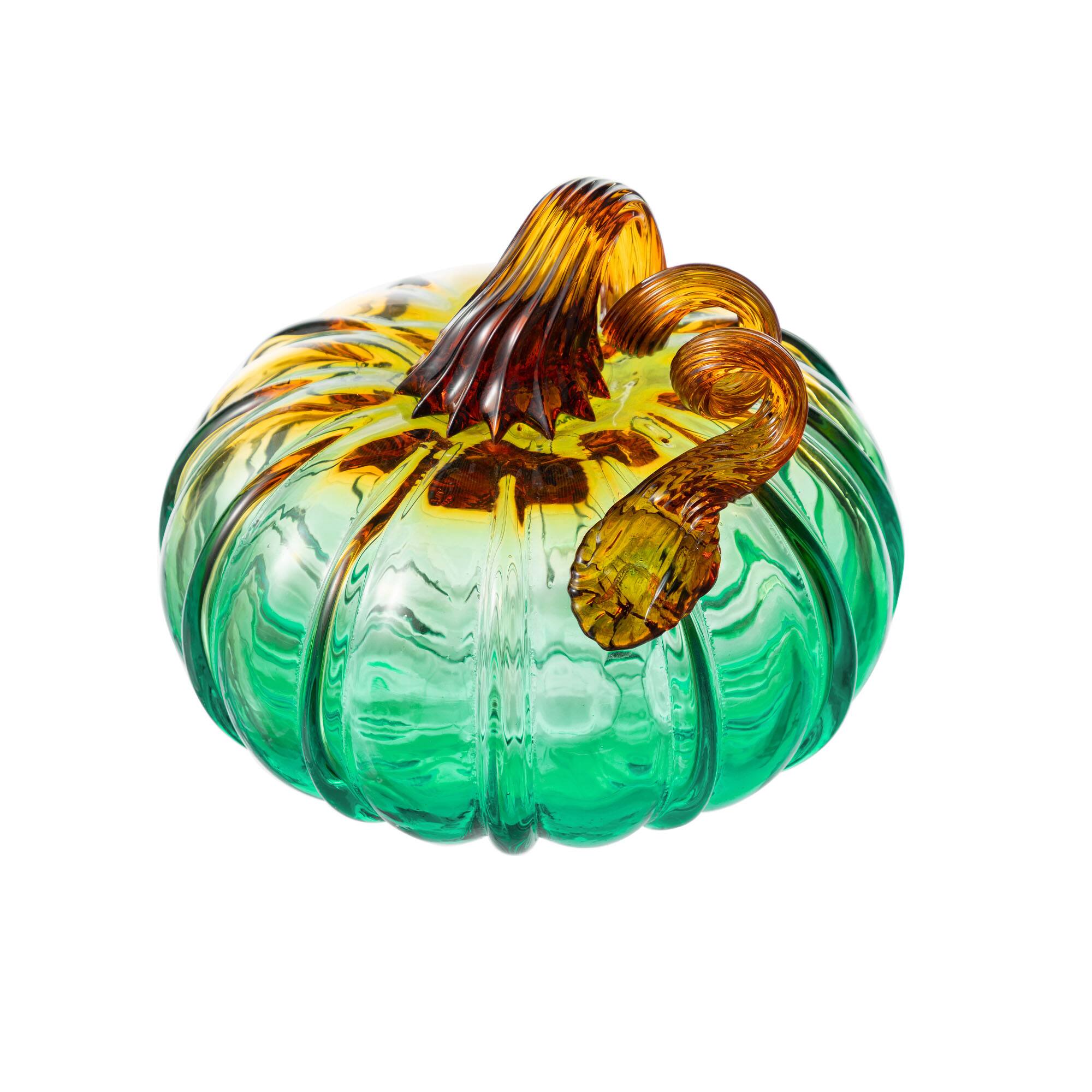 Glitzhome® 5.75" Gradient Turquoise Glass Pumpkin