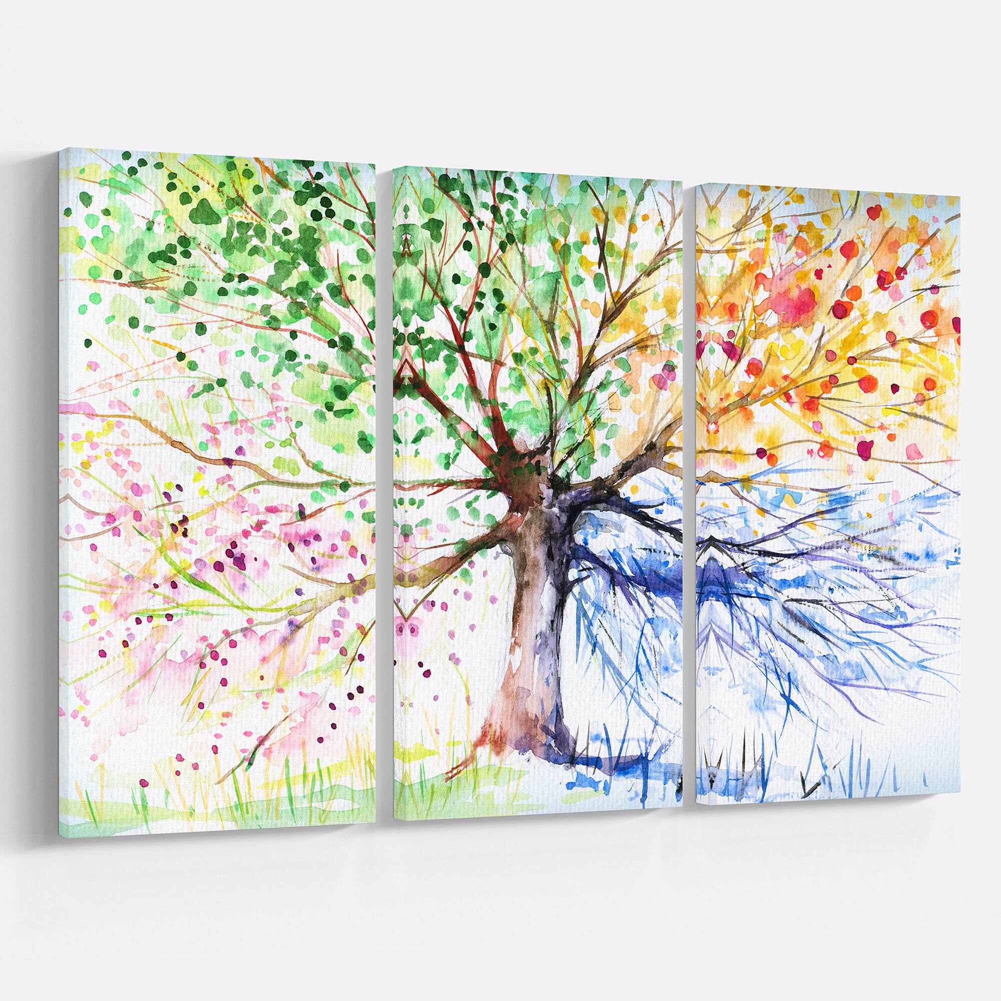Designart - Four Seasons Tree - Floral Art Canvas Print