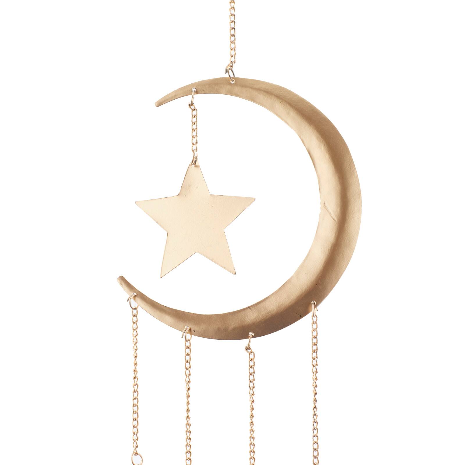 Gold Contemporary Moon and Sun Windchime, 8&#x22; x 2&#x22; x 42&#x22;