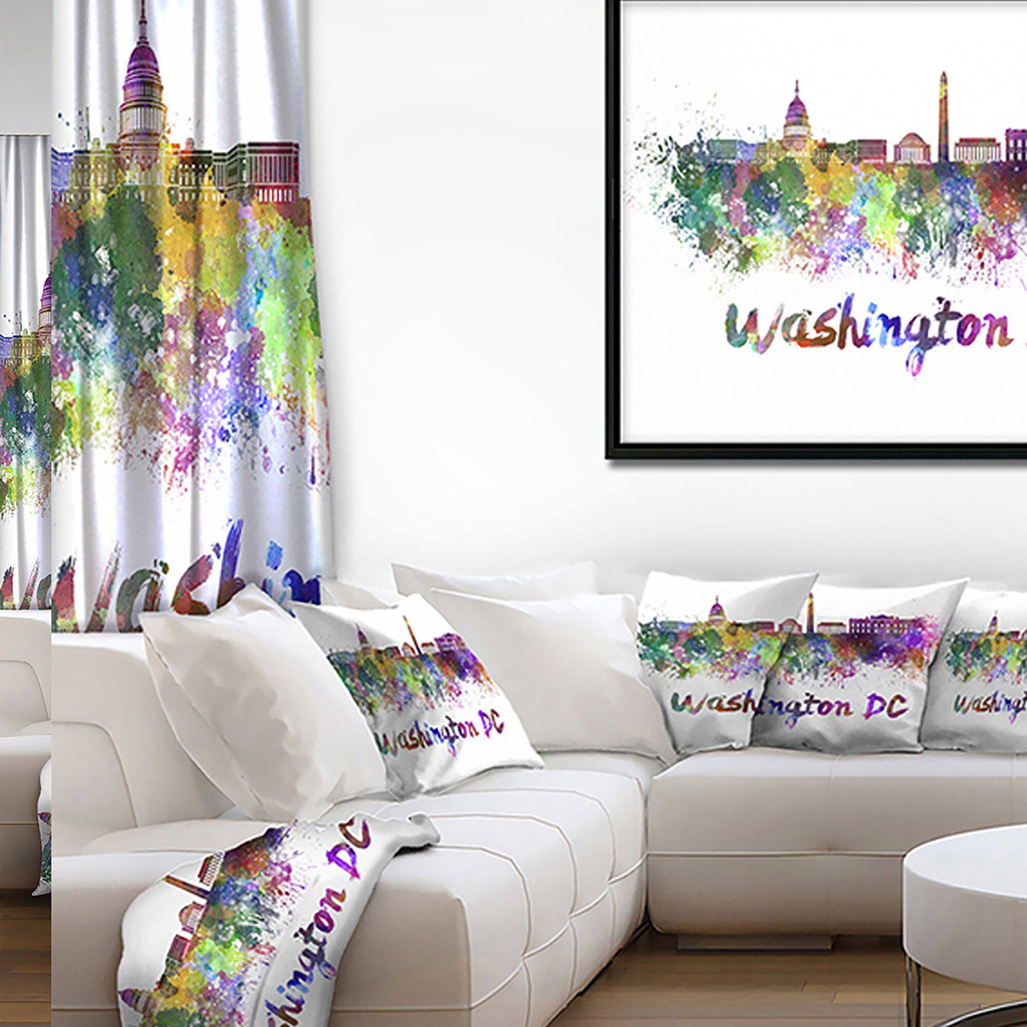 Designart - Washington DC Skyline - Cityscape Canvas Artwork Print in Black Frame