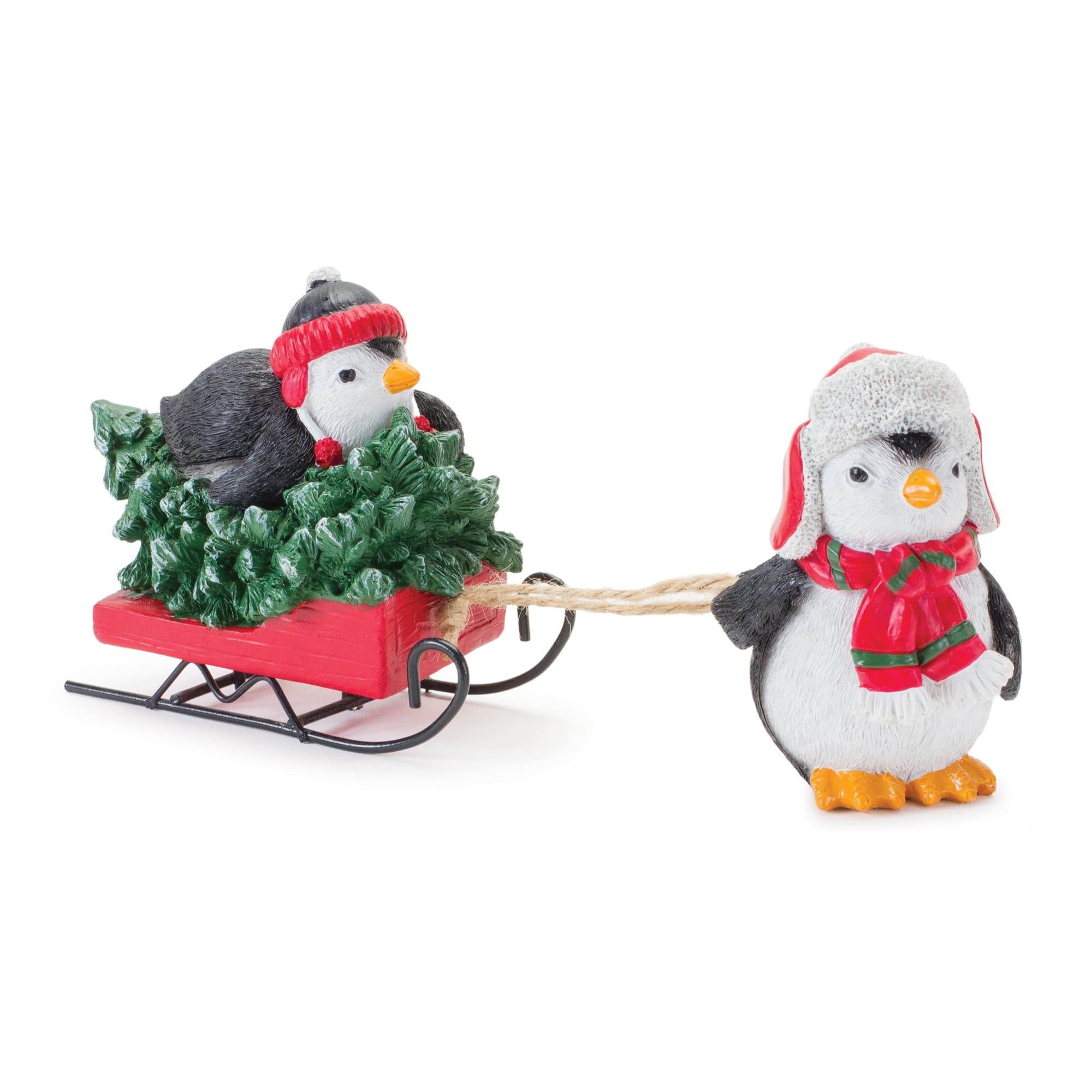 Playful Penguins with Sled Figurine Set