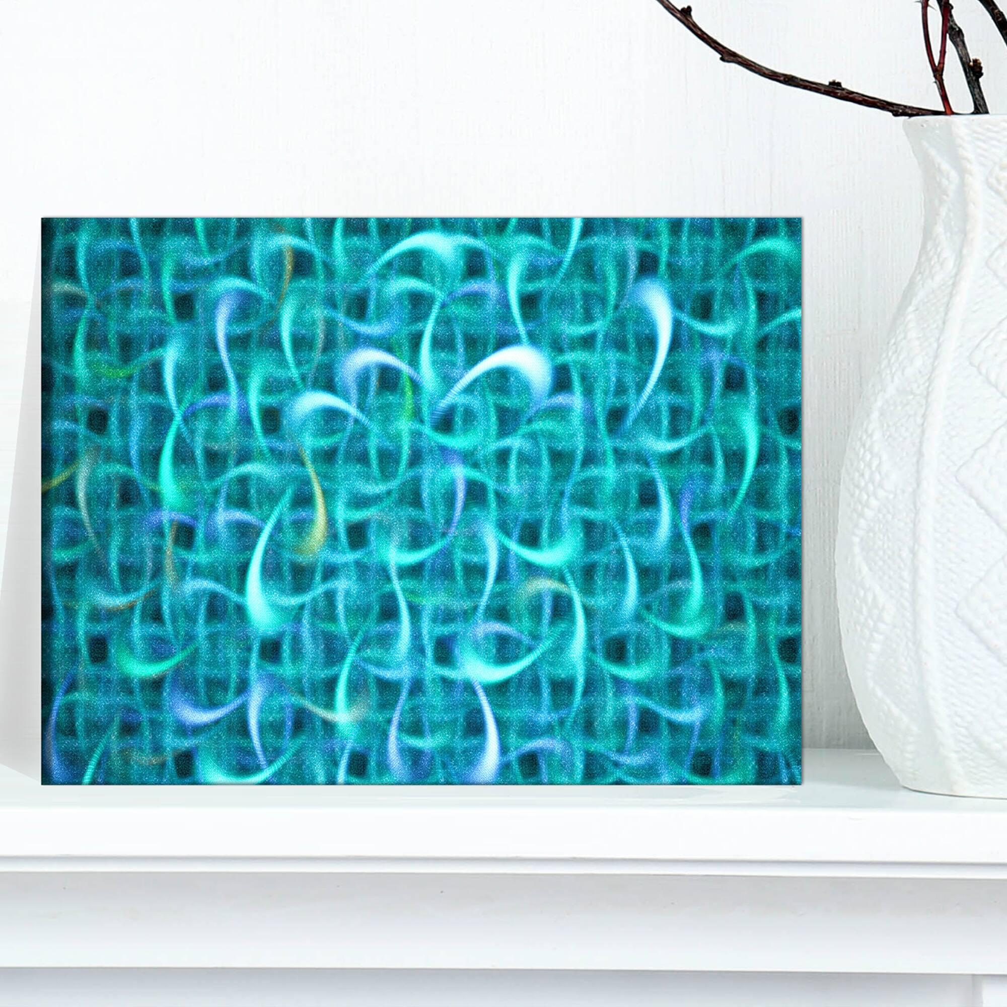 Designart - Turquoise Watercolor Fractal Pattern - Abstract Art on Canvas