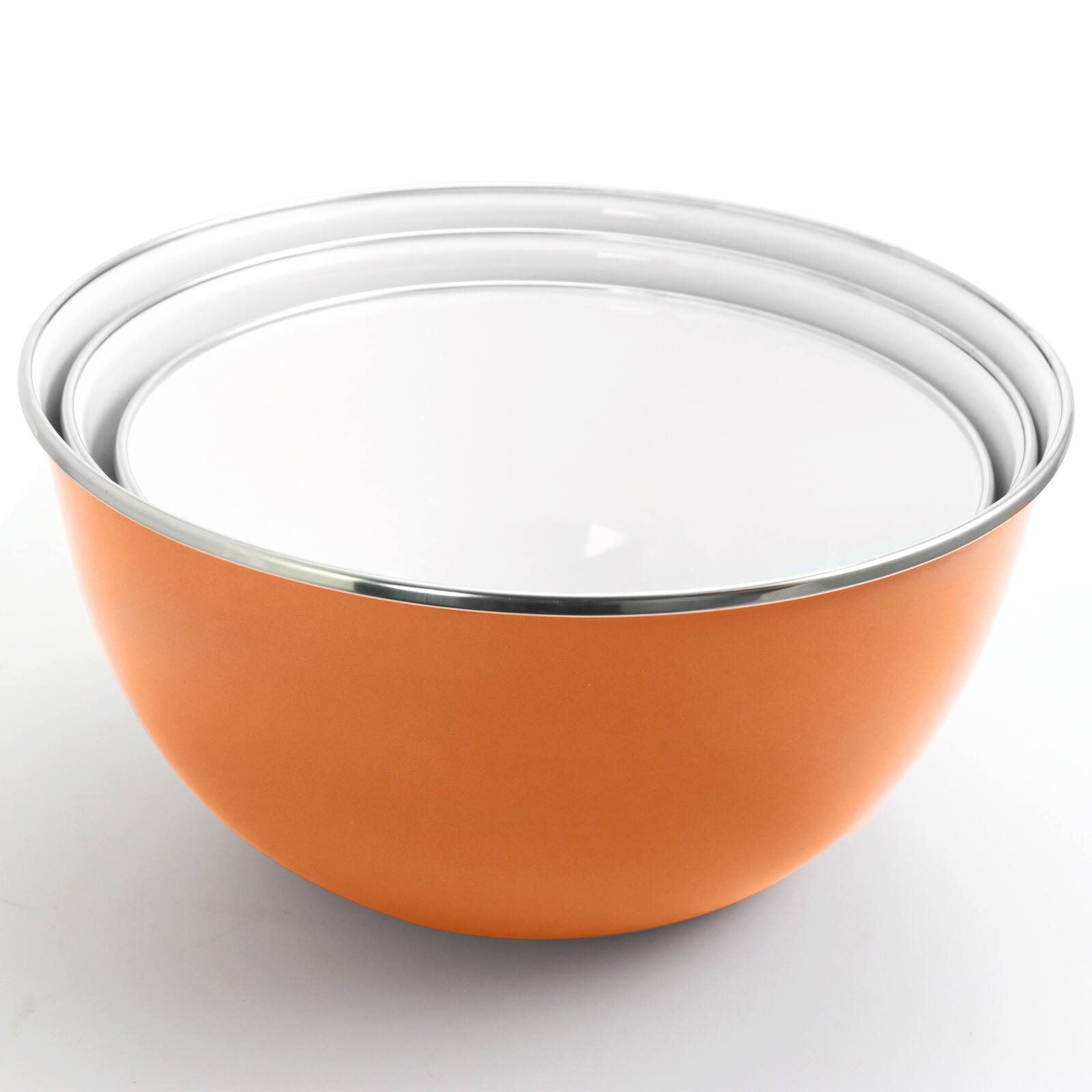 Gibson Home® Plaza Cafe Coral 3-Piece Stackable Nesting Mixing Bowl Set with Lids