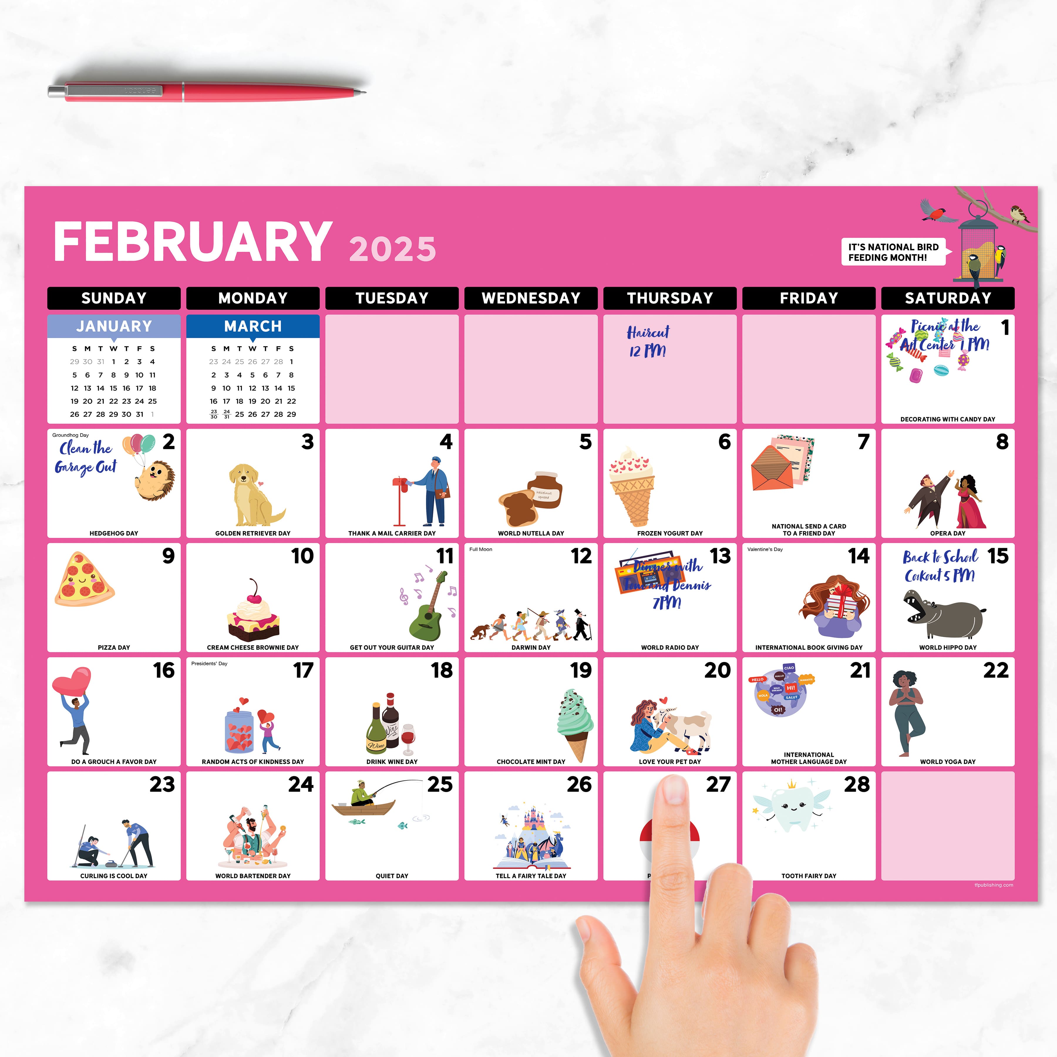 TF Publishing Medium 2025 Every Day is a Holiday Monthly Blotter Desk Pad Calendar