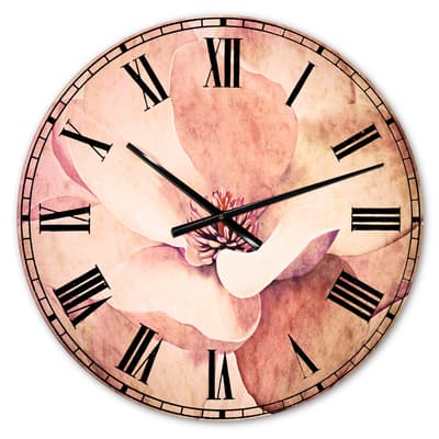 Designart 'Cute Light Pink Magnolia Flower Traditional Wall Clock ...