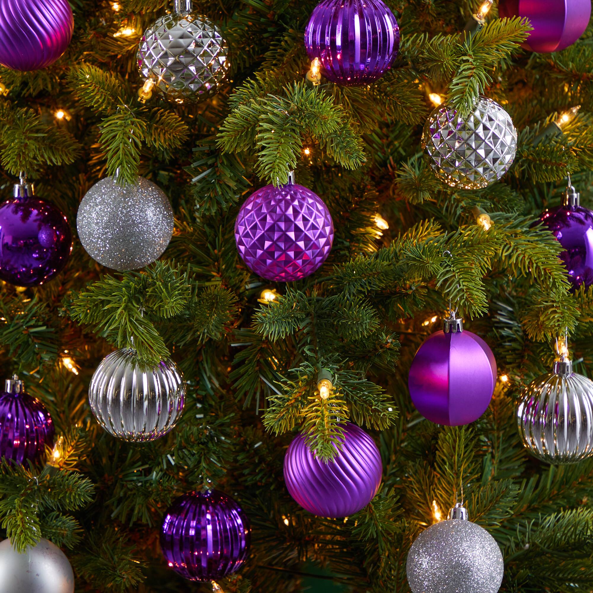 Every Day Is 50ct 57mm/ 2.24 inch Ornaments, Shatterproof Tree Ornament Set, Balls Decoration Lilac Purple