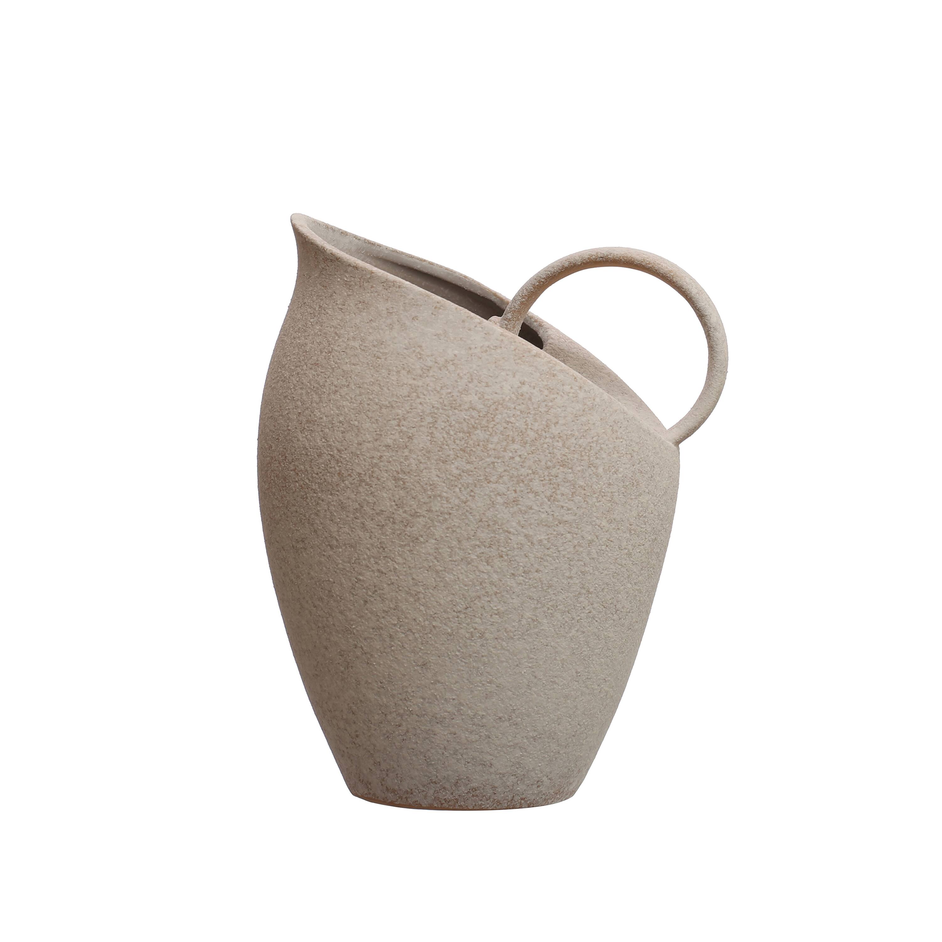 9&#x22; White Textured Stoneware Pitcher in Reactive Glaze