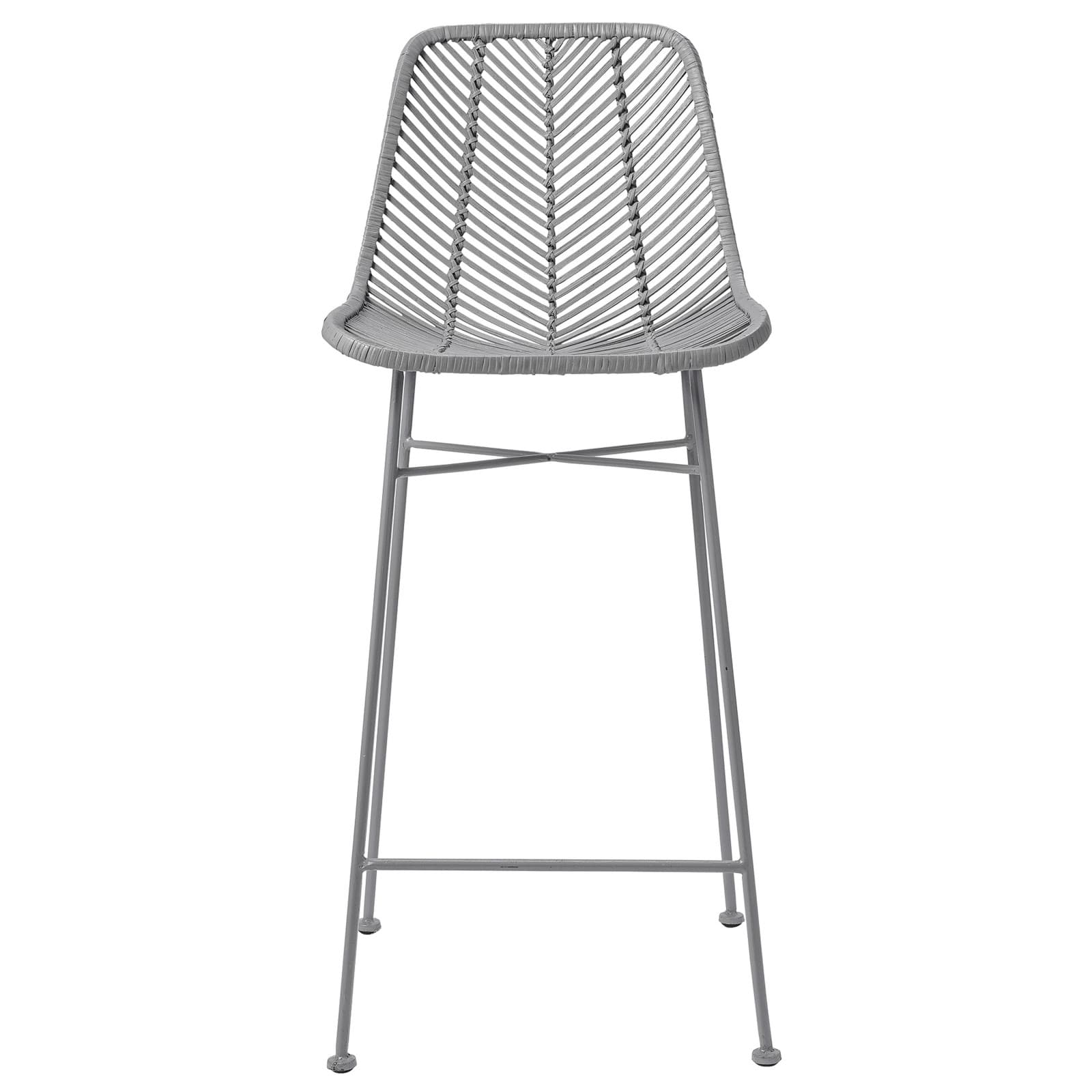 Hello Honey® 40.5" Gray Rattan Bar Stool with Metal Frame