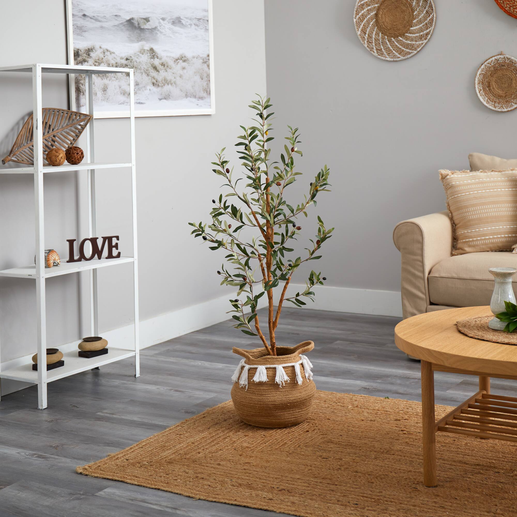 3.5ft. Artificial Olive Tree with Basket