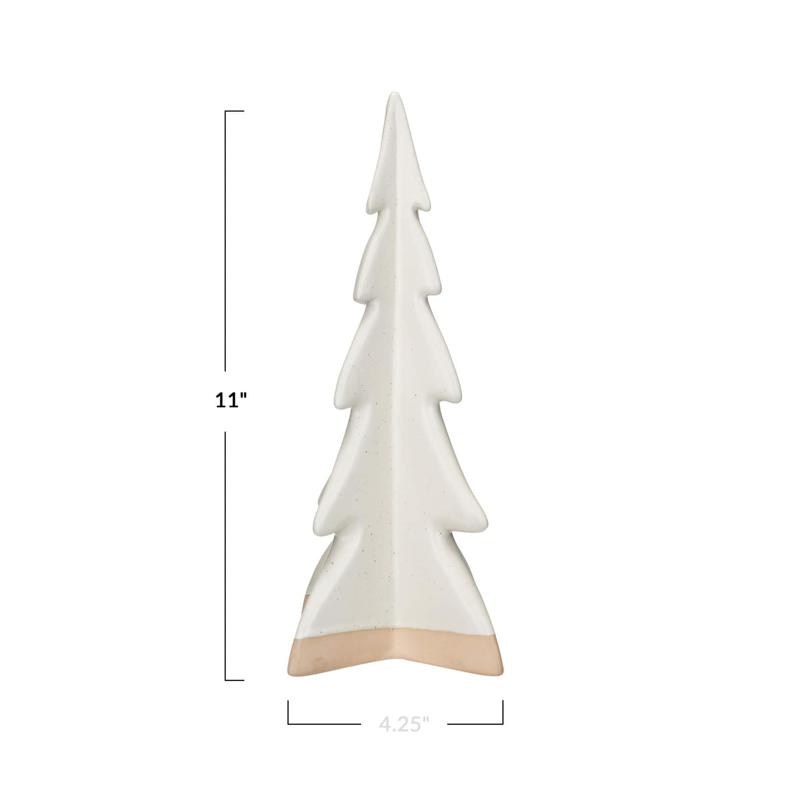 Hello Honey® 11" Cream Decorative Stoneware Tree with Reactive Glaze