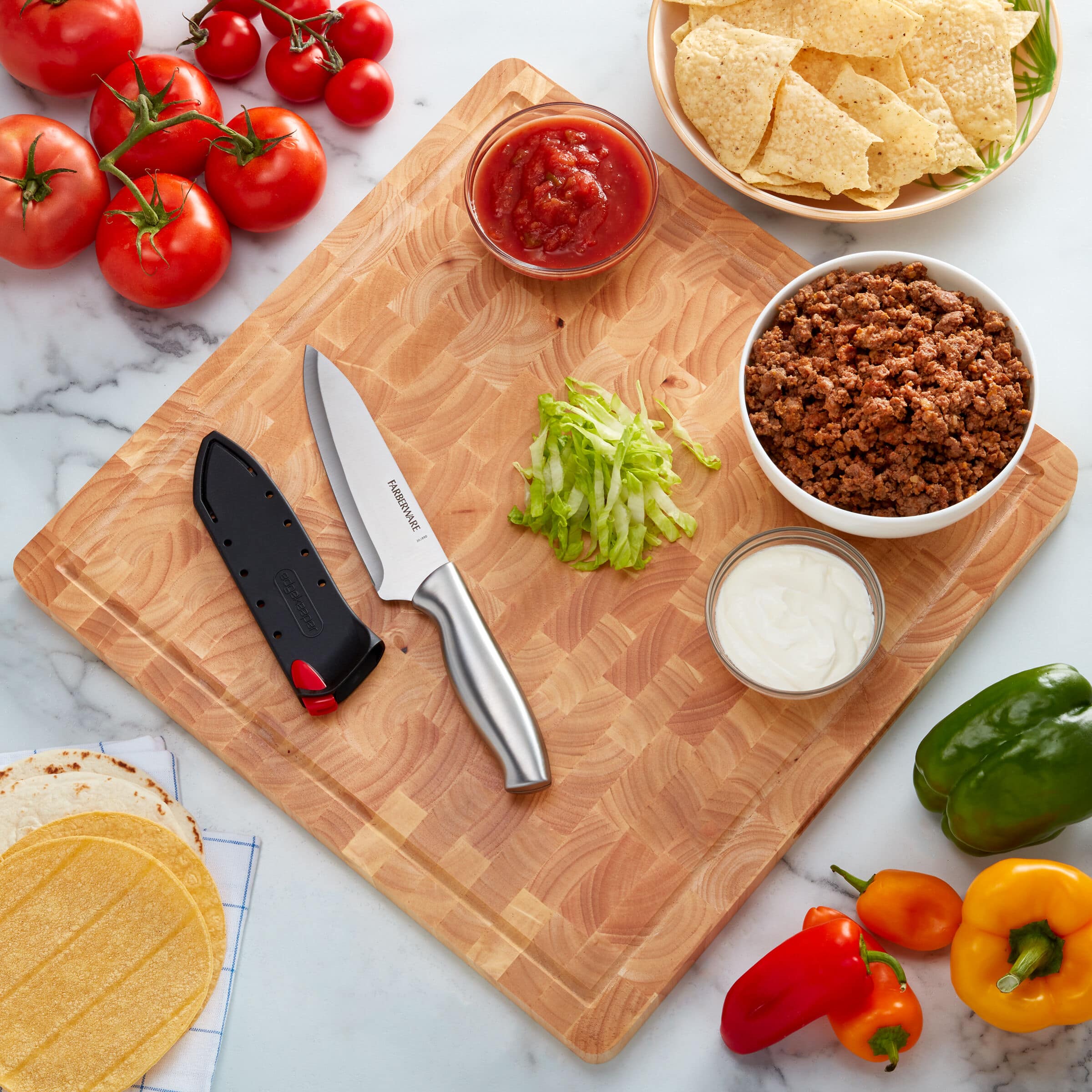 Farberware 16" End Grain Rubberwood Cutting Board