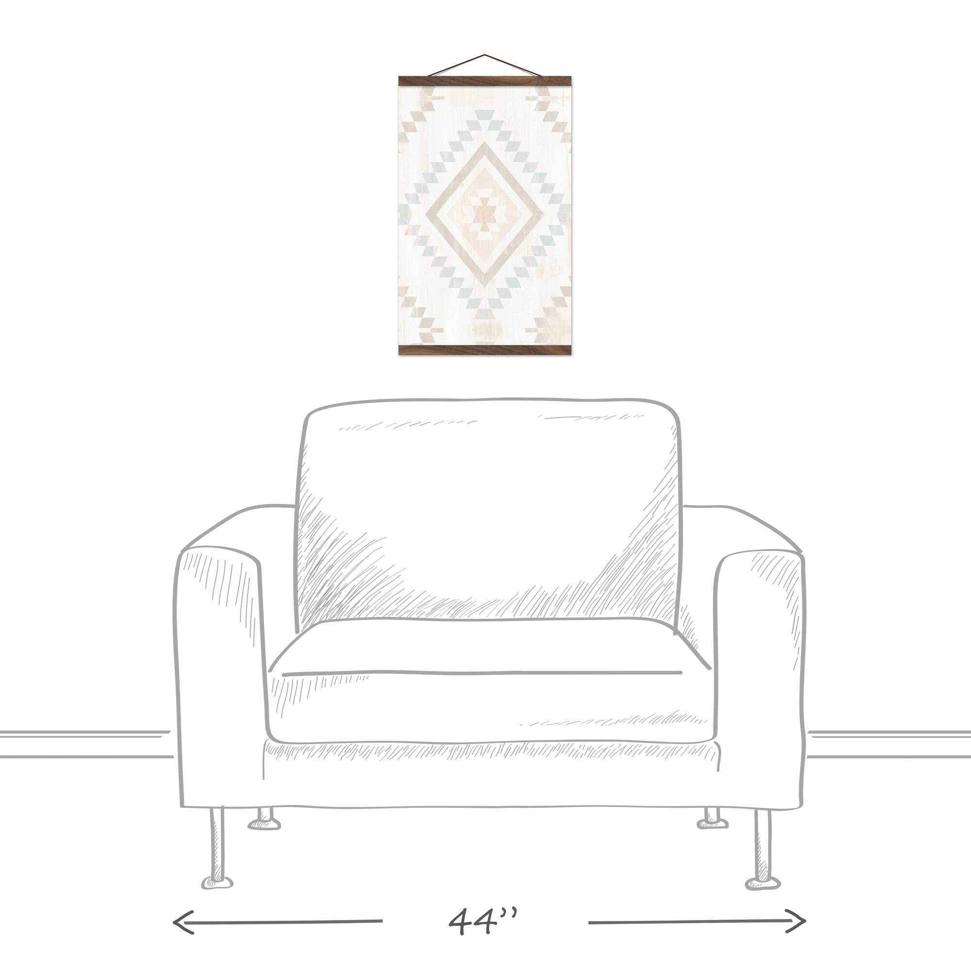 Neutral Tribal Pattern Teak Hanging Canvas