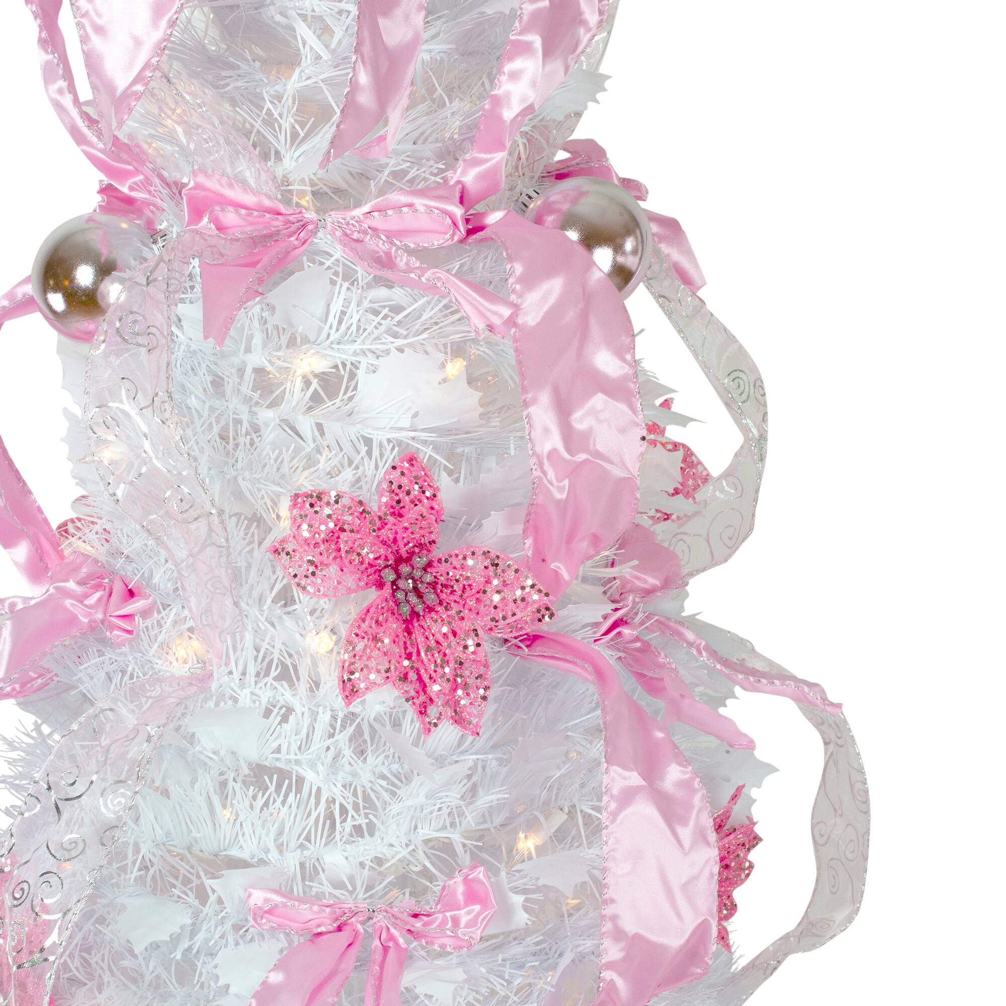 6ft. Pre-Lit Pink & White Pre-Decorated Pop-Up Artificial Christmas Tree
