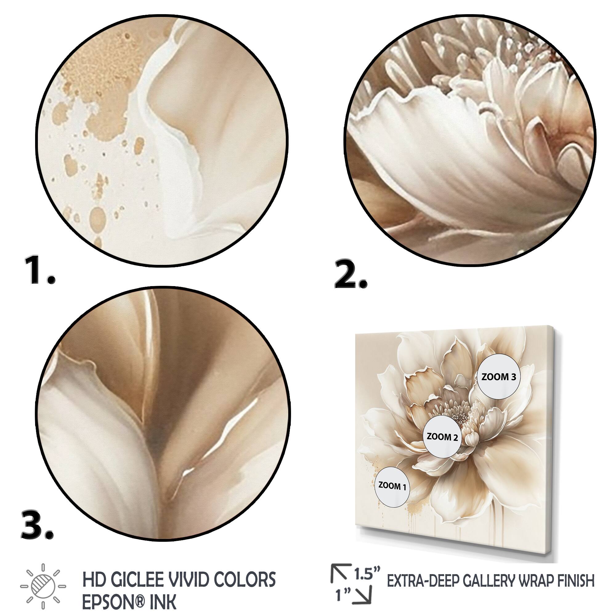 Designart 'Blooming Beige Floral Design III' Floral & Botanical Framed Canvas Wall Art