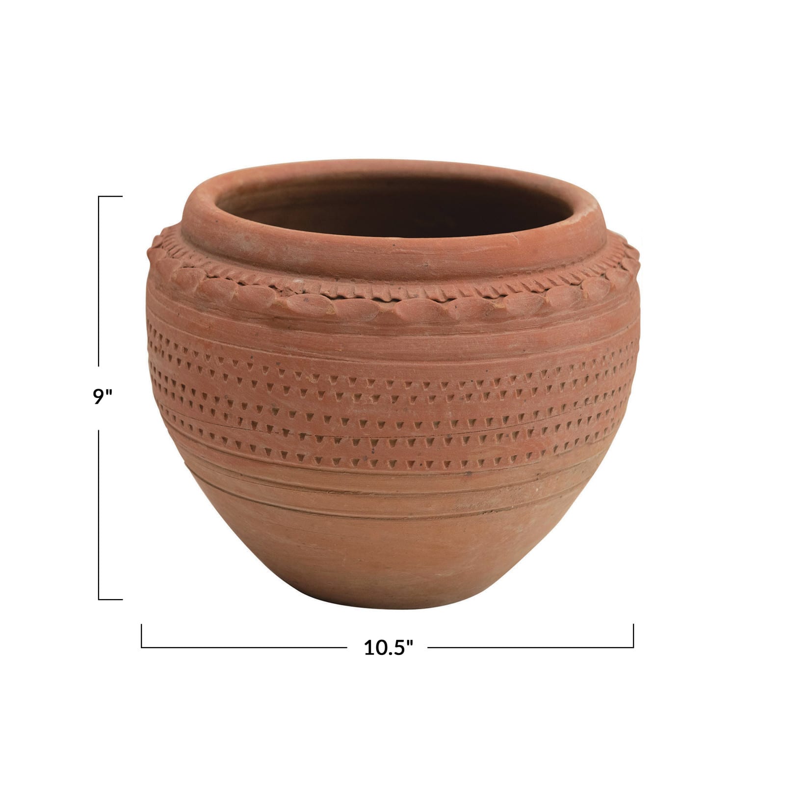 Hello Honey® 9'' Textured Terra-Cotta Pot