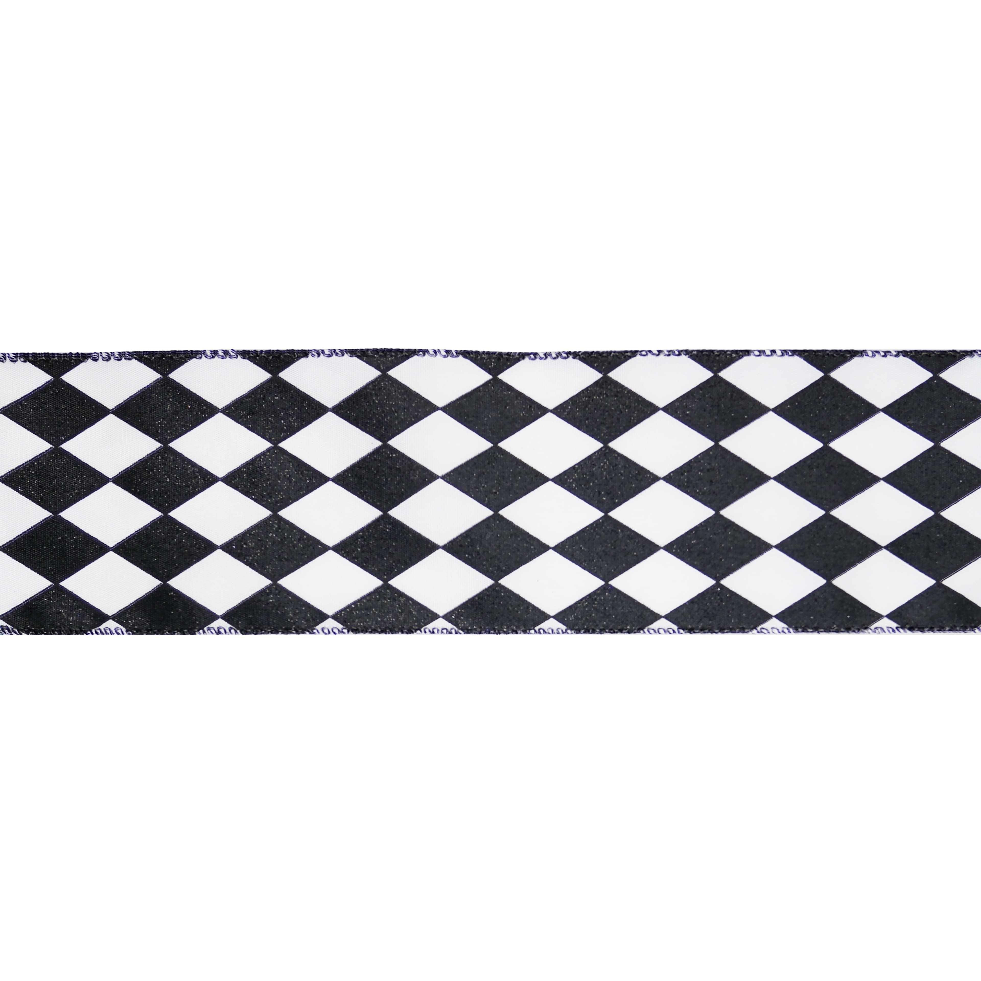 2.5" x 20ft. Black & White Diamond Wired Taffeta Ribbon by Celebrate It®