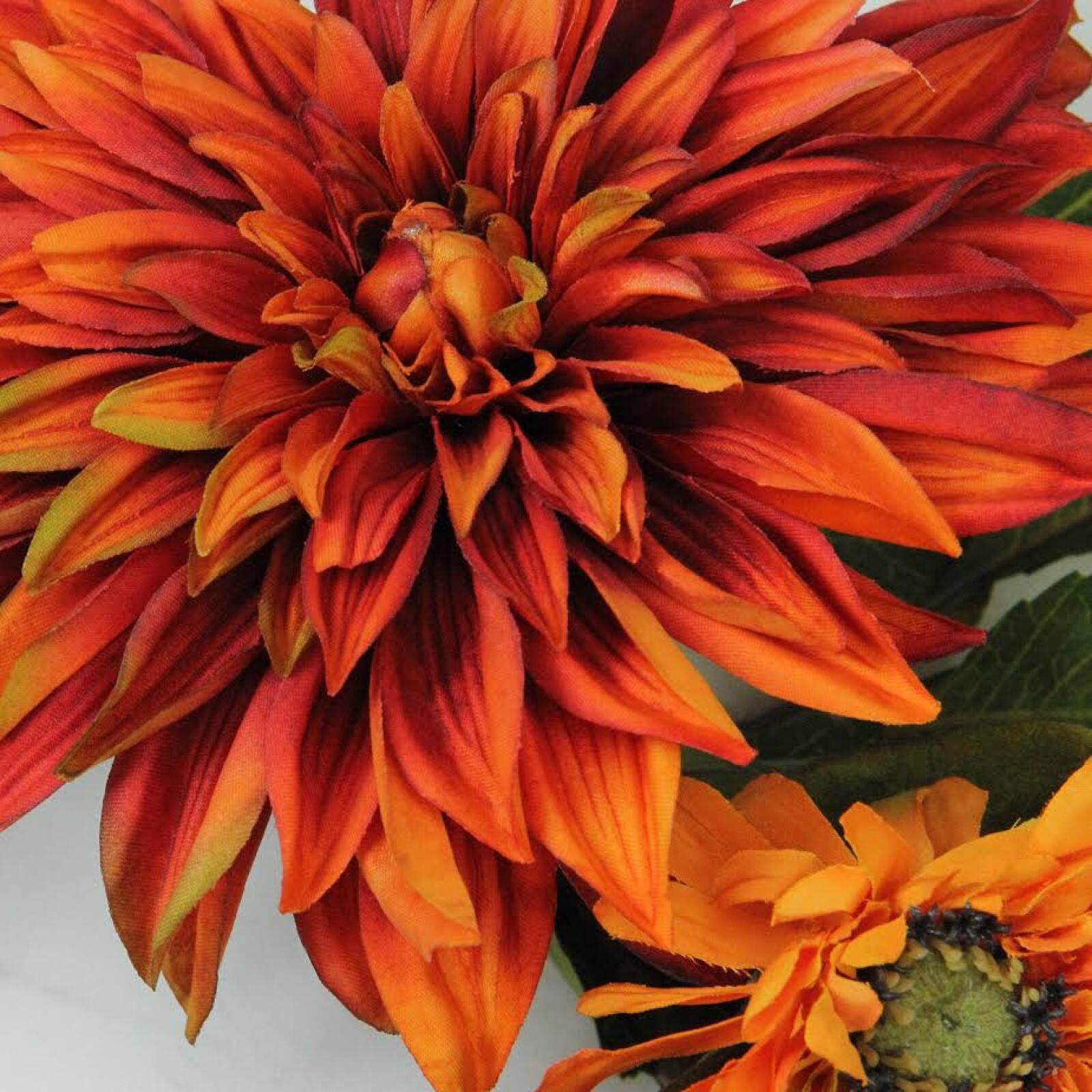 Mums and Daisies Twig Artificial Floral Wreath Orange 22"