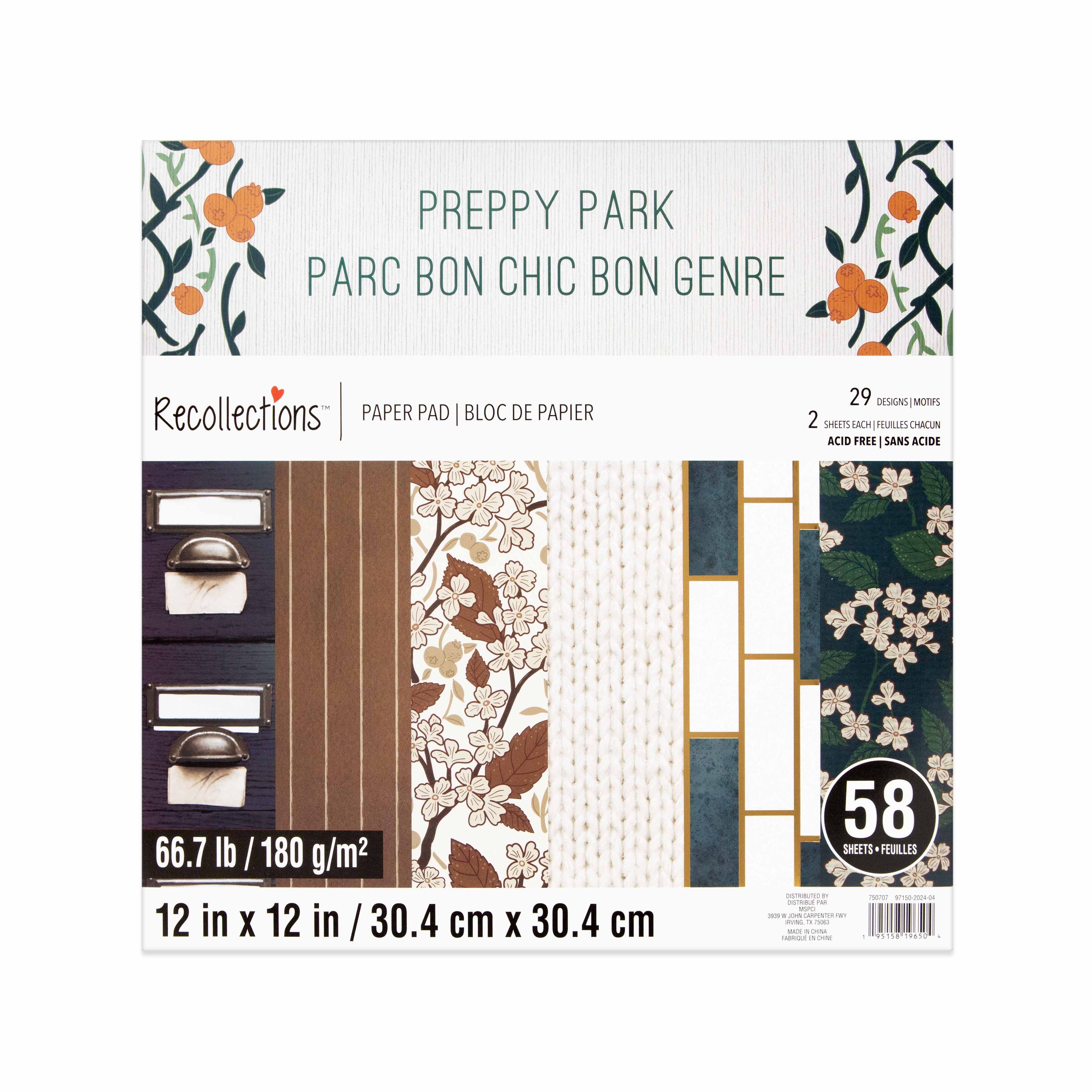 12&#x22; x 12&#x22; Preppy Park Paper Pad by Recollections&#x2122;, 58 Sheets