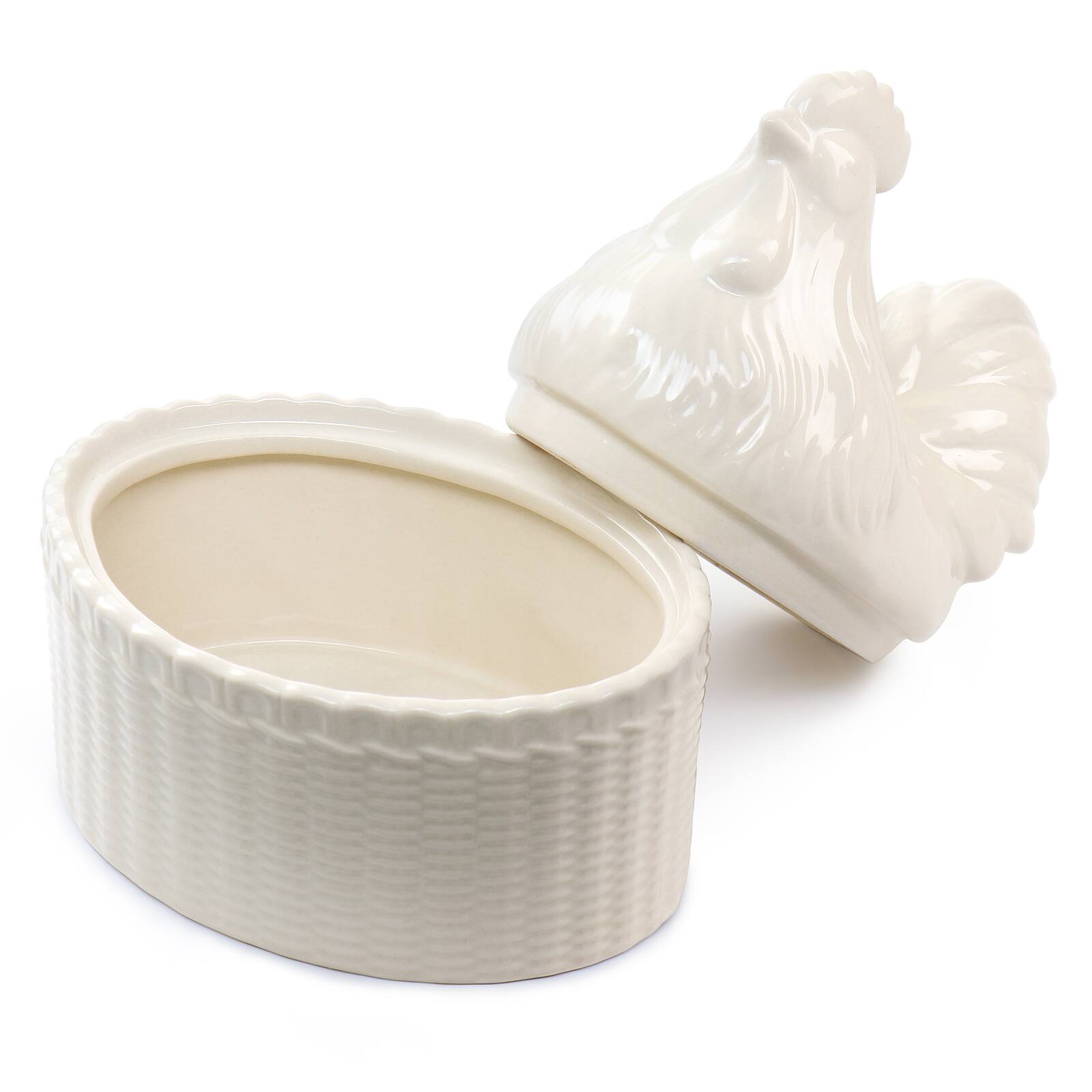 Martha Stewart 6&#x22; Cream Ceramic Rooster Baker