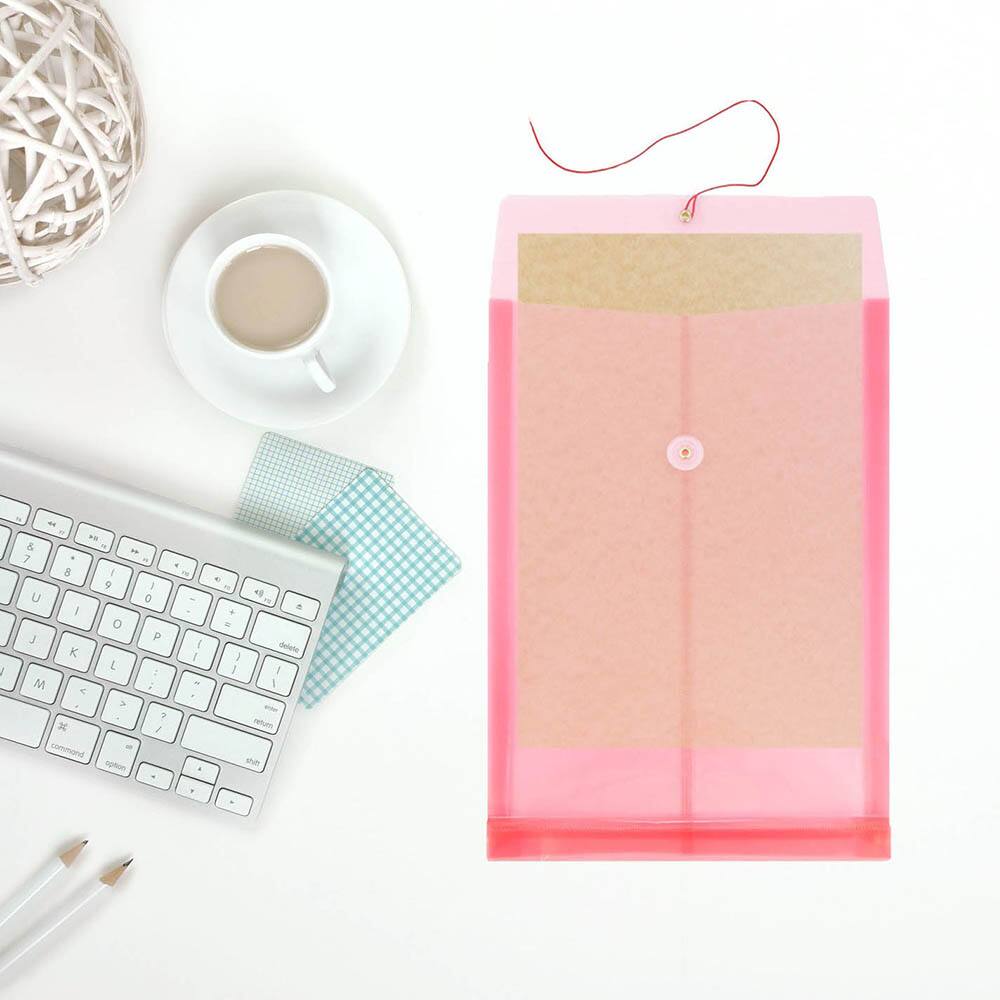 JAM Paper Legal Size Plastic Envelopes with Button & String Tie Closure, 12ct.