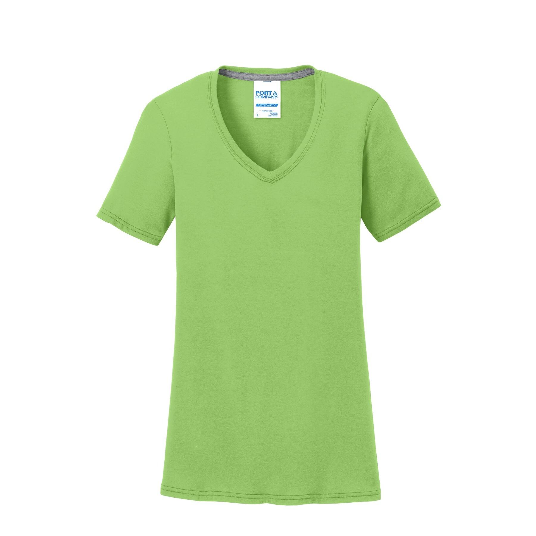 Port & Company® Colors Ladies Performance Blend V-Neck T-Shirt