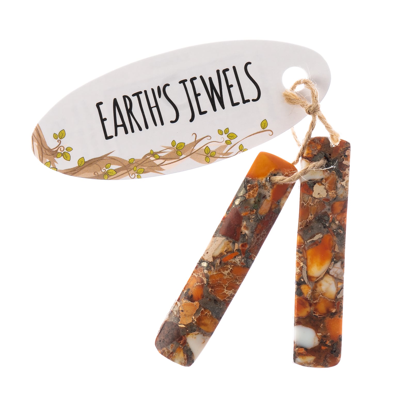 John Bead Earth’s Jewels Synthetic Imperial Jasper Rectangle Pendant Slices, 2ct.