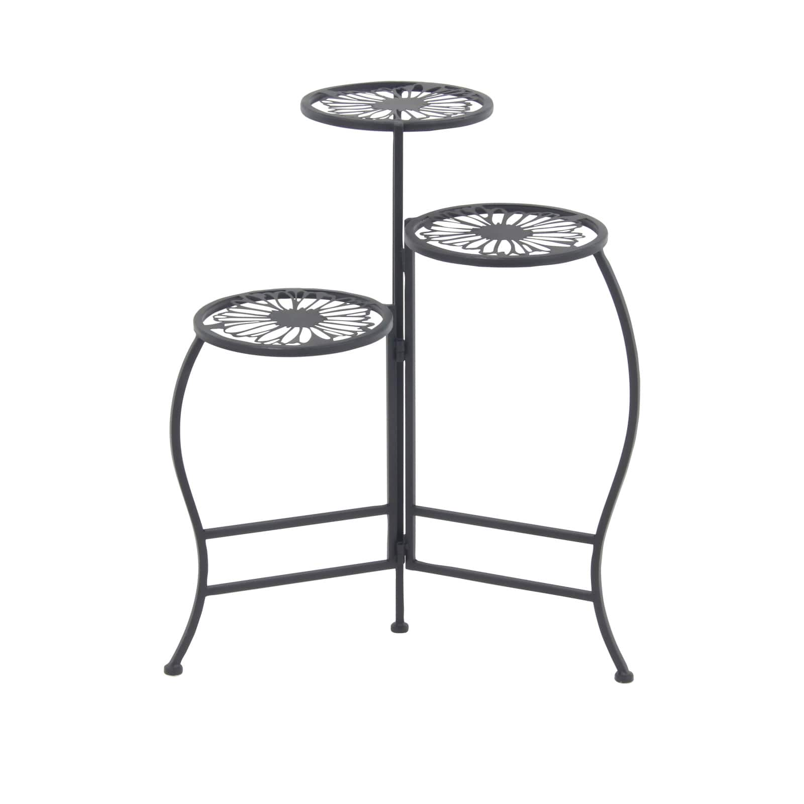 2ft. Black Flower Metal Traditional Plantstand