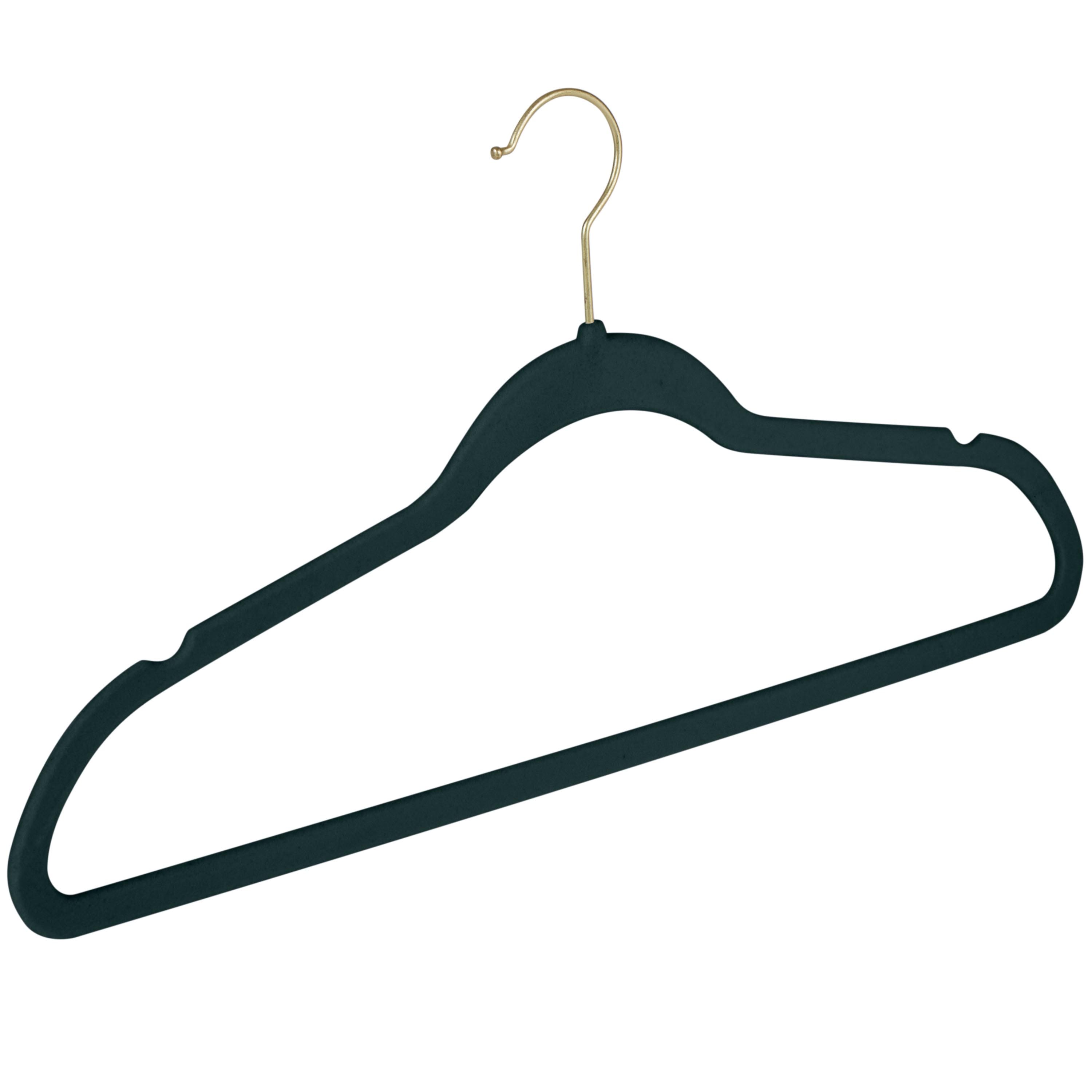 Simplify Slim Velvet Gold Hook Hangers, 25ct.