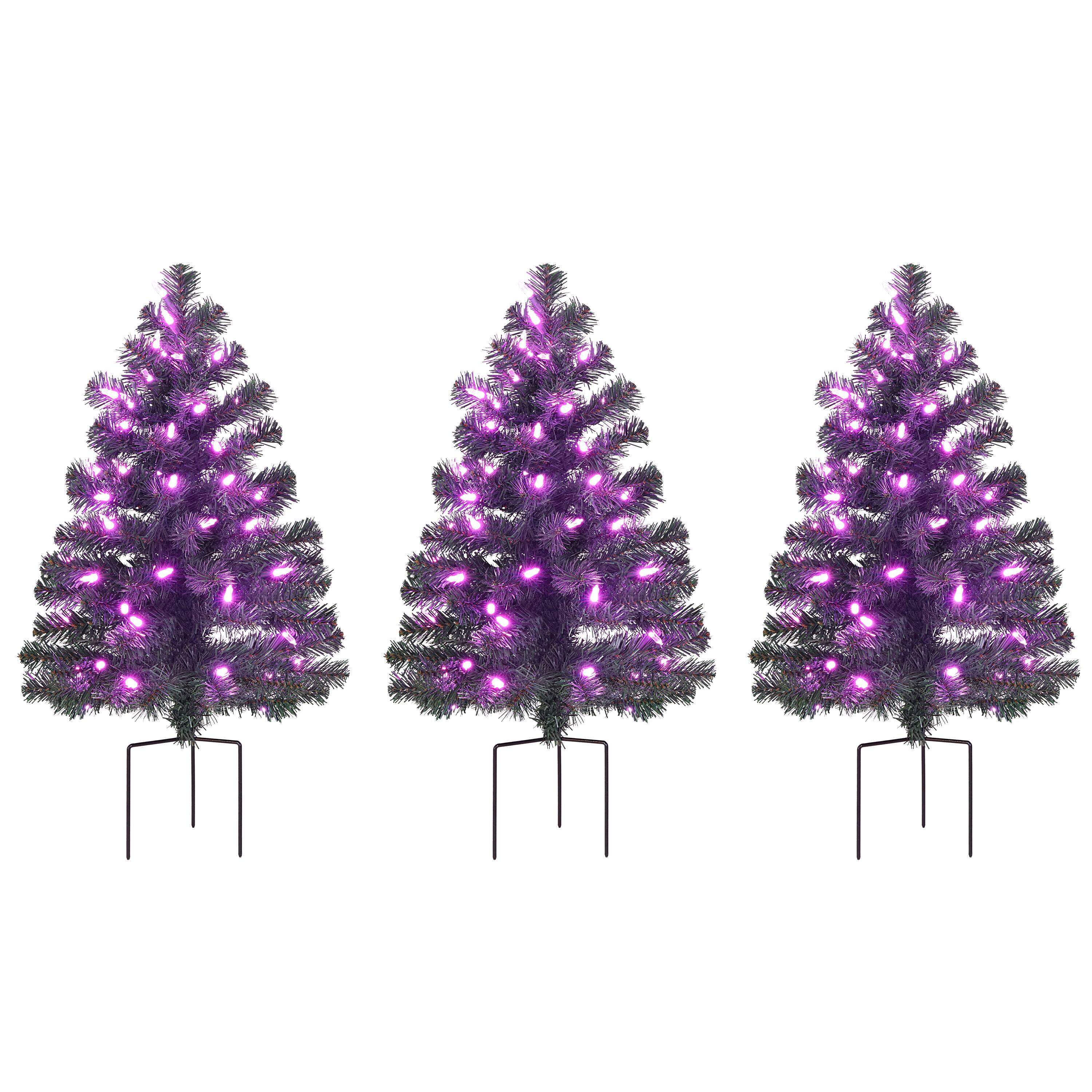 3ct. Pre-Lit Alexa Enabled Pathway Artificial Christmas Tree Set