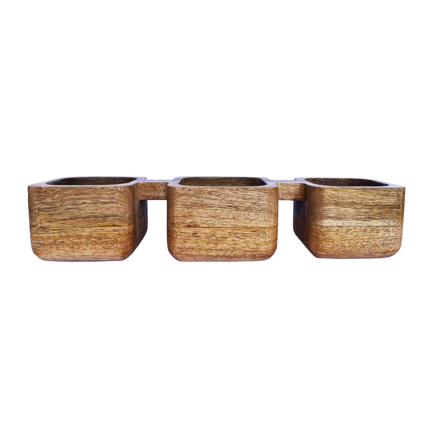 Hello Honey® Natural 3-Section Mango Wood Dish