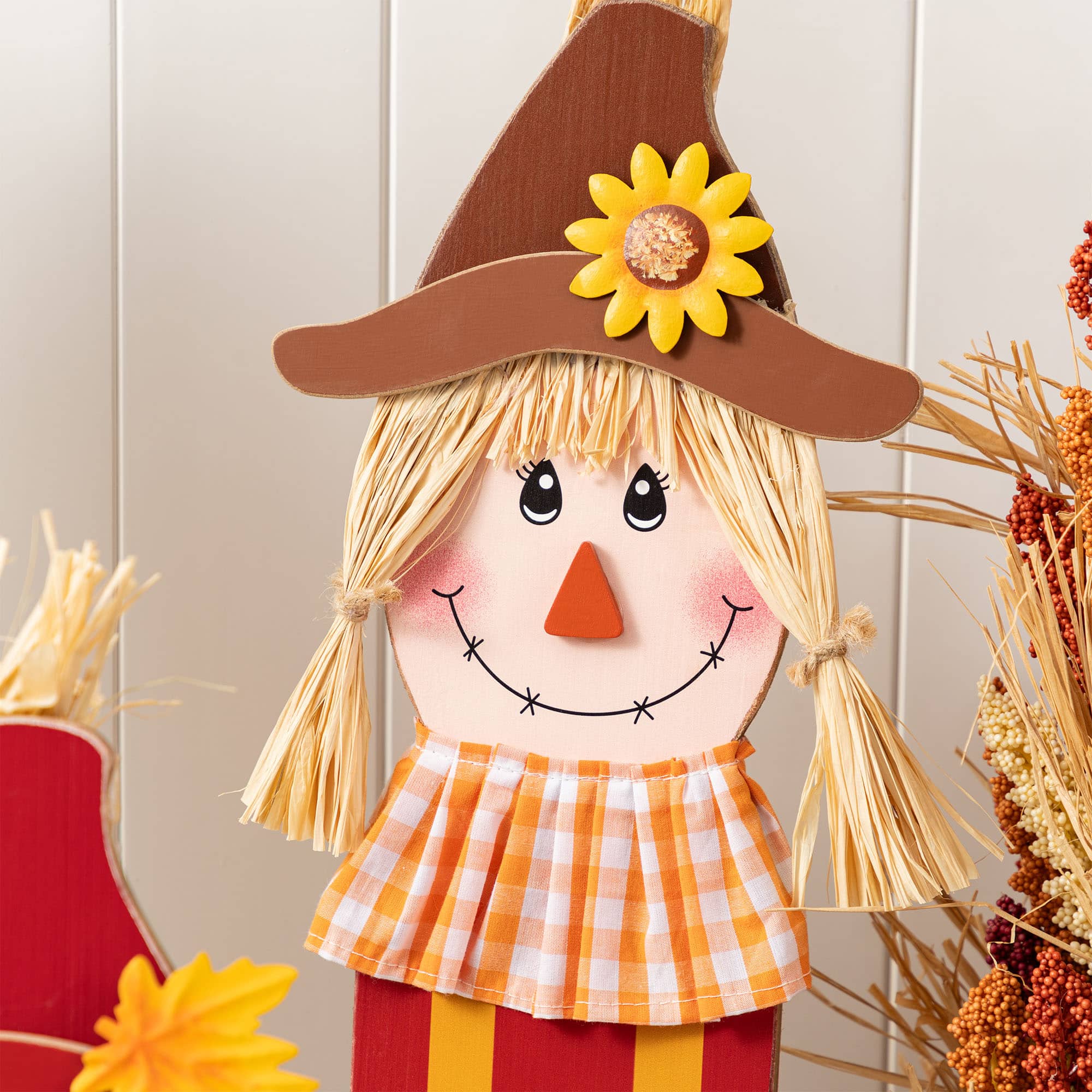 Glitzhome&#xAE; Fall Wood Sacrecrow Family Porch Decor Set